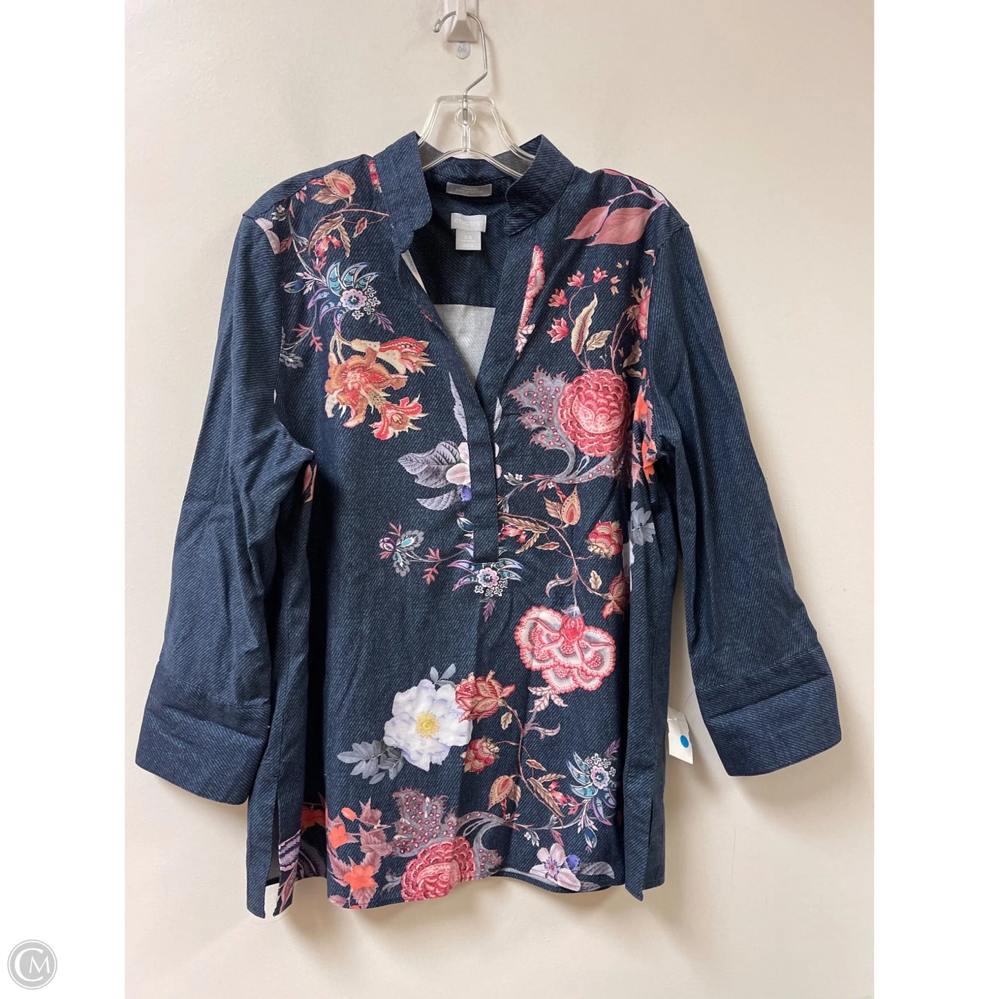 Tunic Long Sleeve By Chicos In Navy, Size: Xl