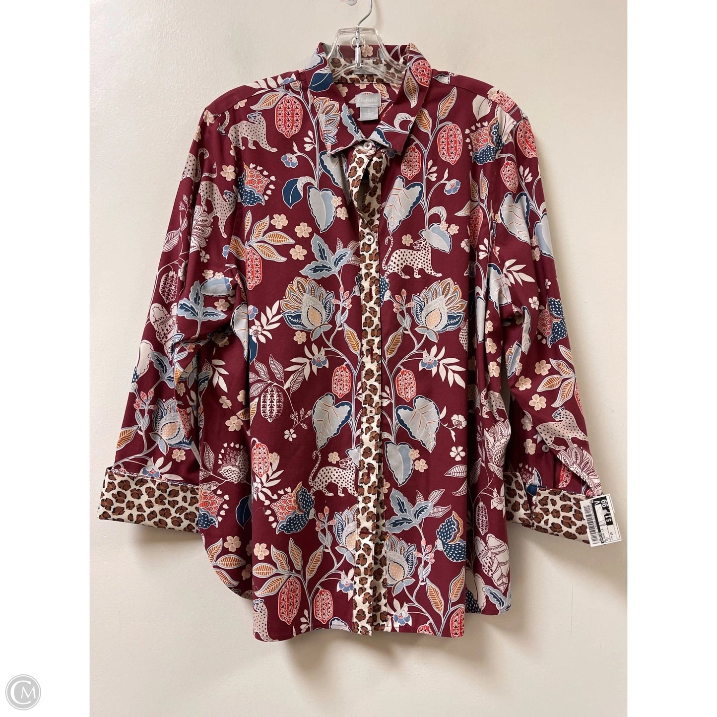 Blouse Long Sleeve By Chicos In Red, Size: 1x