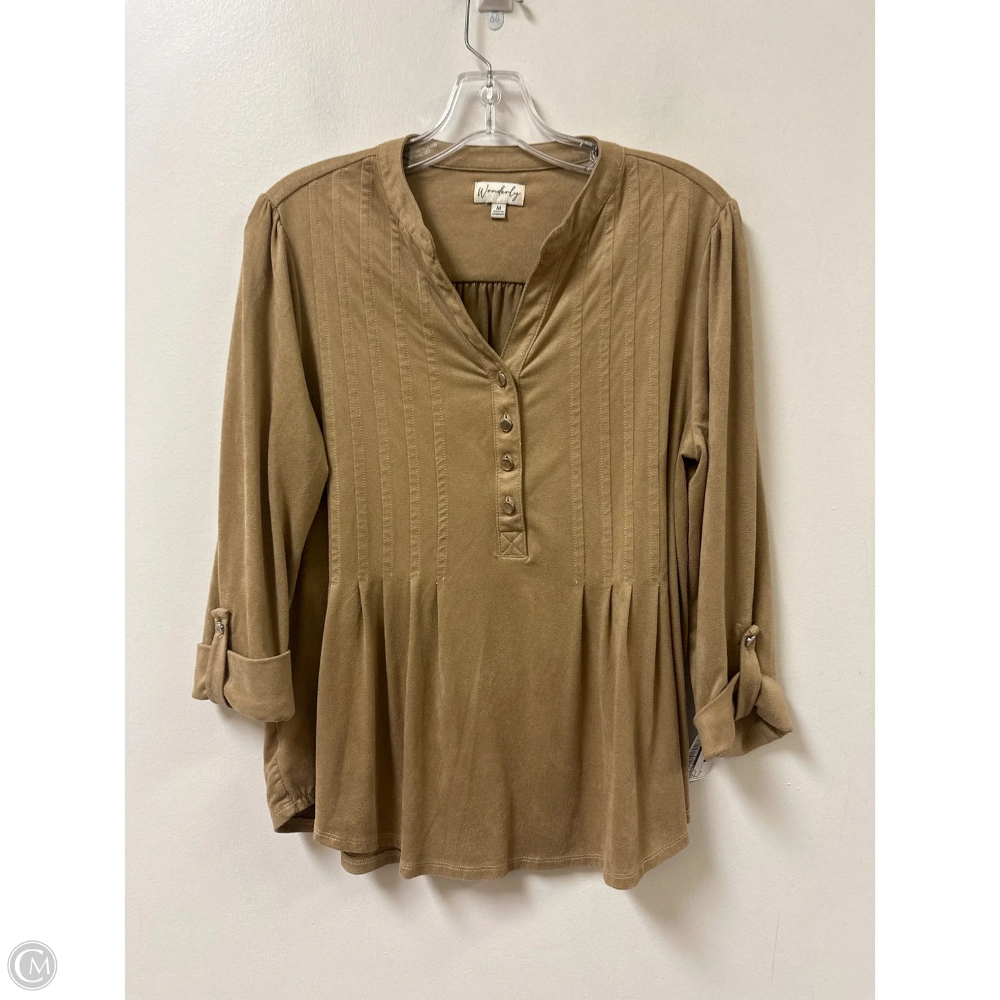 Top Long Sleeve By Wonderly In Brown, Size: M