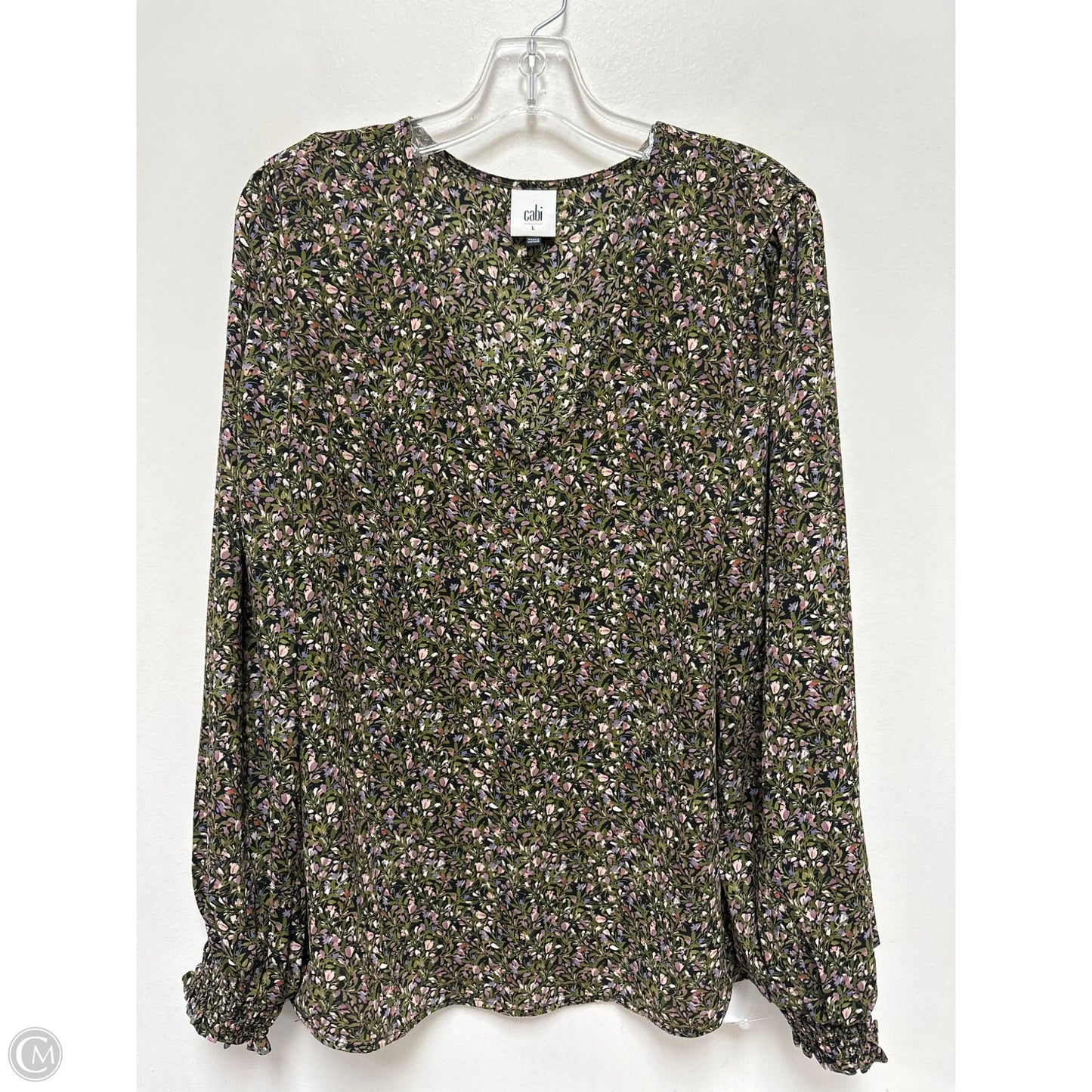 Top Long Sleeve By Cabi In Floral Print, Size: L