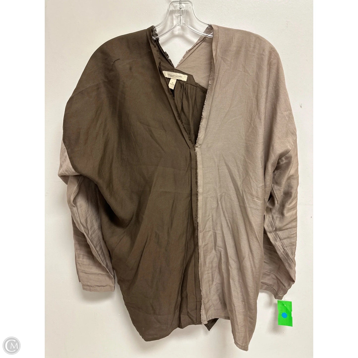 Top Long Sleeve By Grade & Gather In Bronze, Size: M