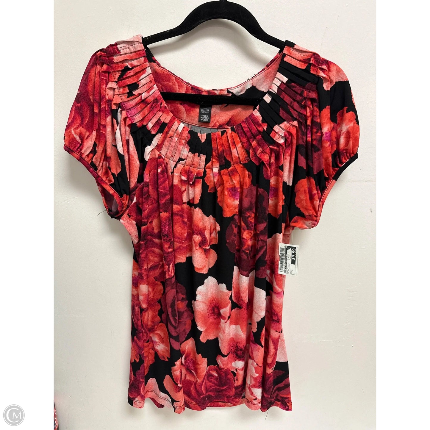 Top Short Sleeve By Style And Company In Floral Print, Size: L