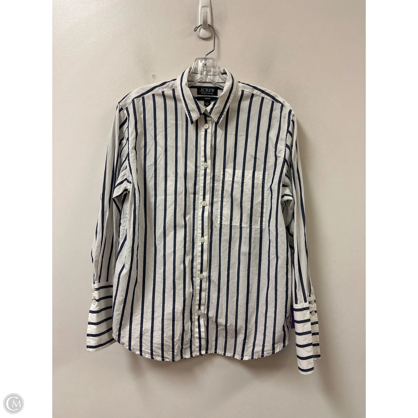 Blouse Long Sleeve By J. Crew In Striped Pattern, Size: S