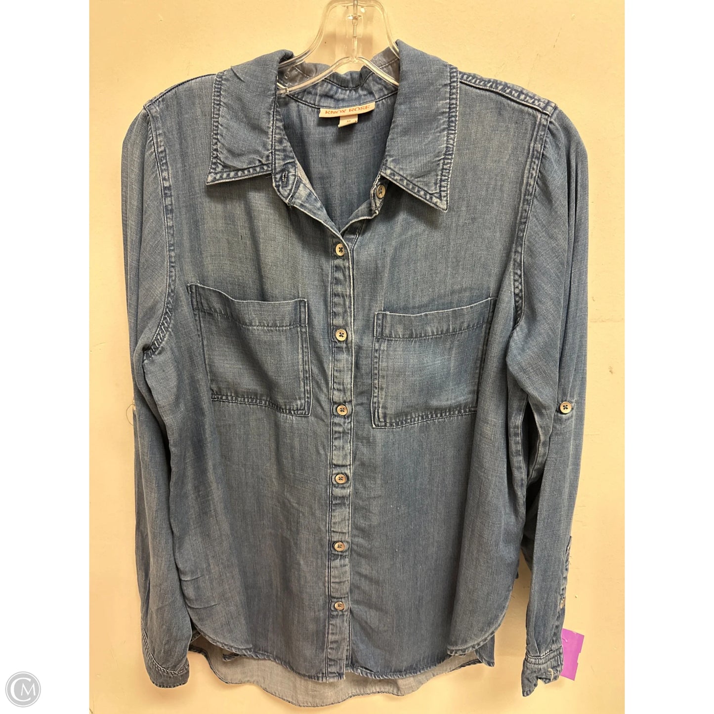 Top Long Sleeve By Knox Rose In Blue Denim, Size: M