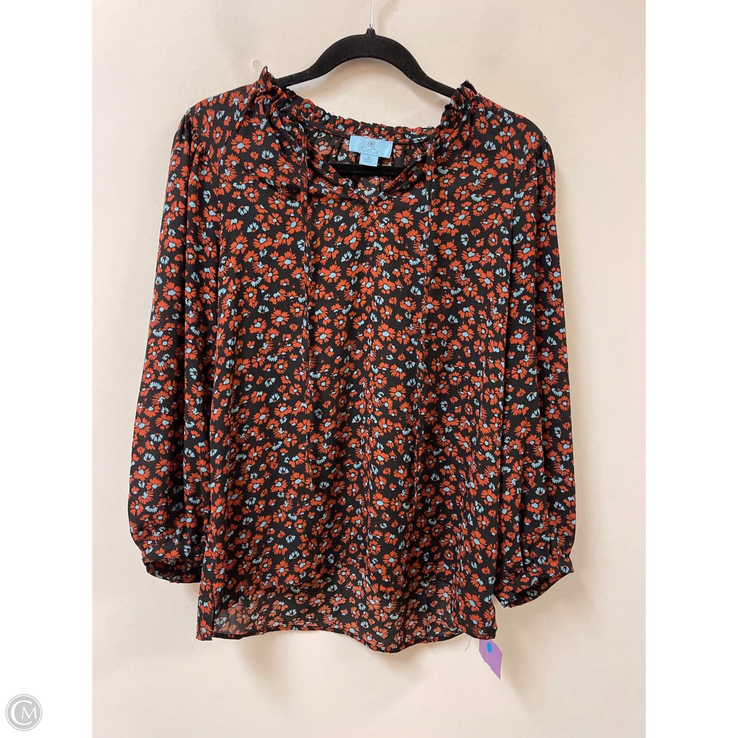 Top Long Sleeve By Cece In Black, Size: M
