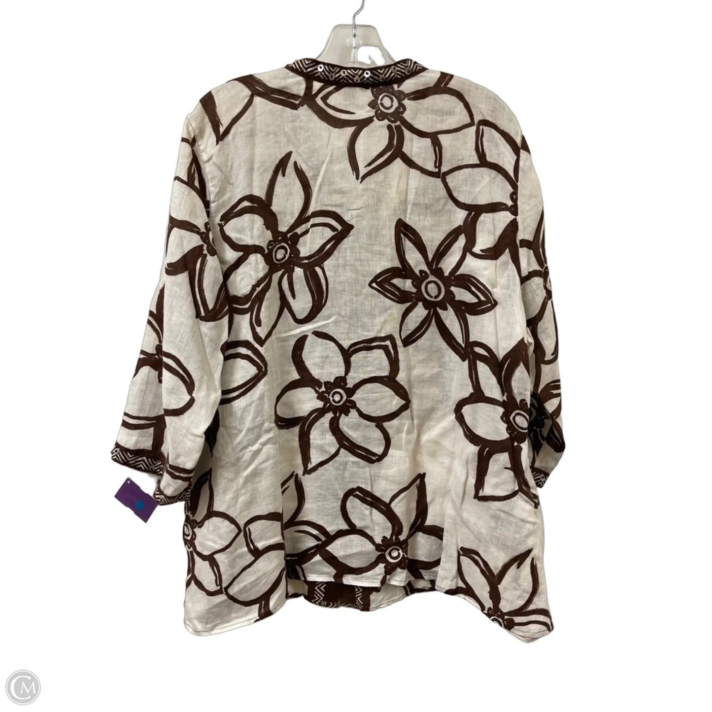 Blouse Long Sleeve By Laura Ashley In Brown, Size: 2x