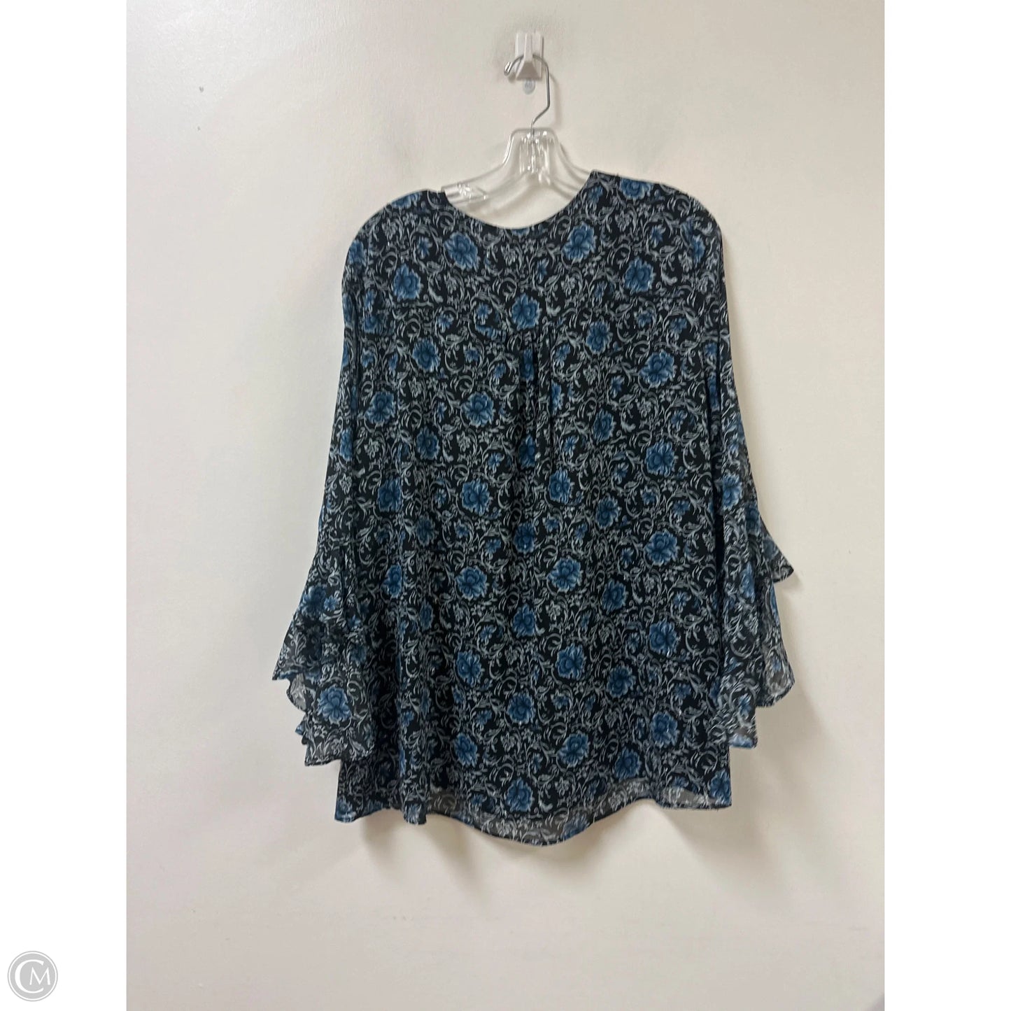 Top Long Sleeve By Vince Camuto In Black & Blue, Size: Xl