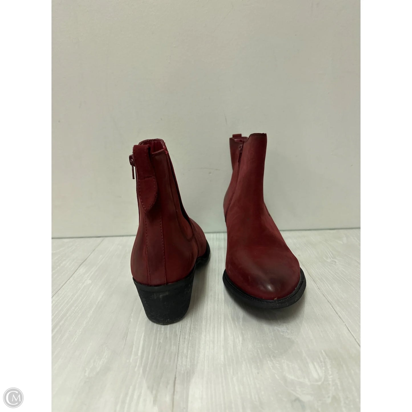 Boots Ankle Heels By Clothes Mentor In Red, Size: 12