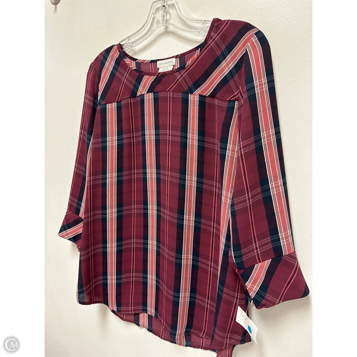 Top Long Sleeve By Van Heusen In Red, Size: S