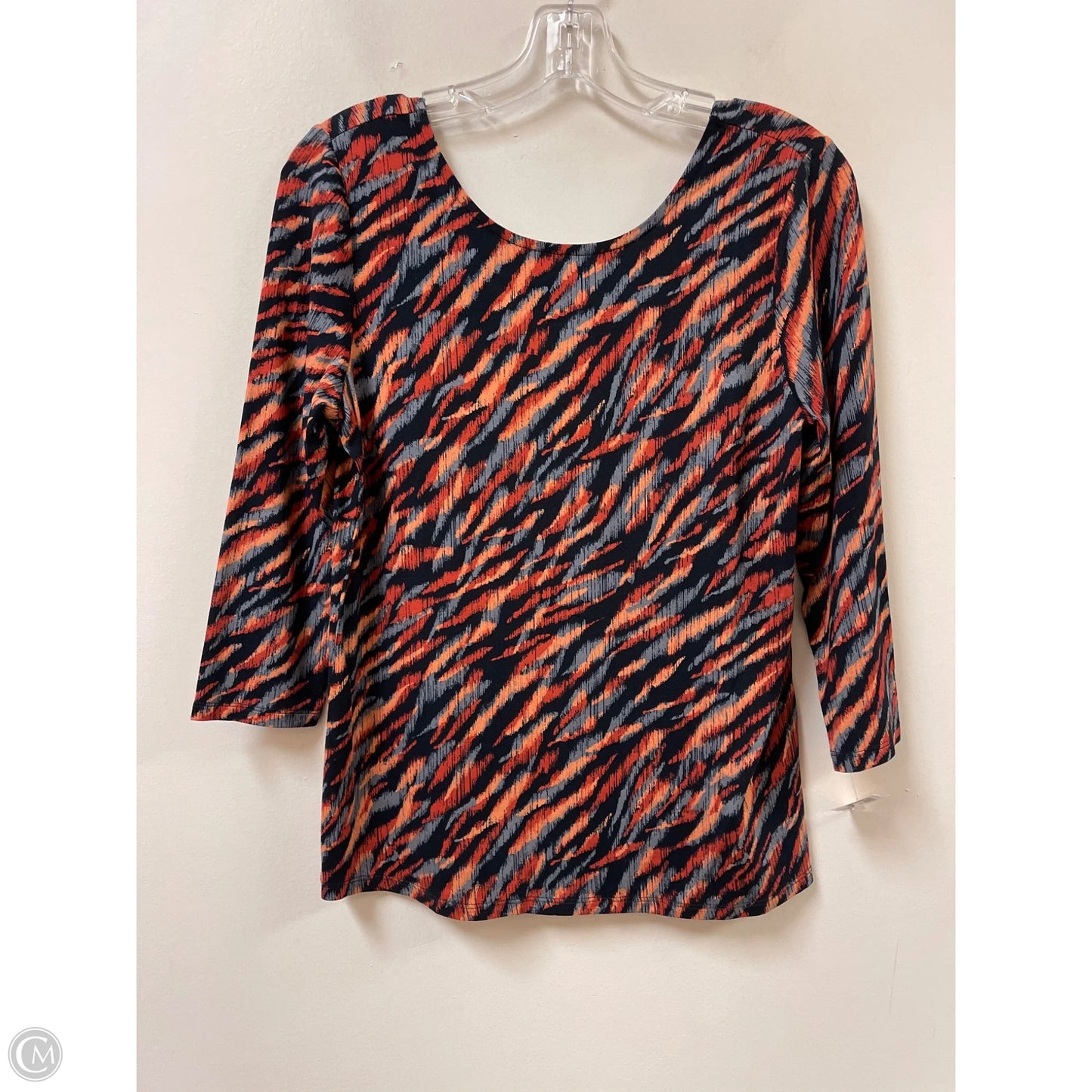 Top Long Sleeve By Liverpool In Grey & Orange, Size: S