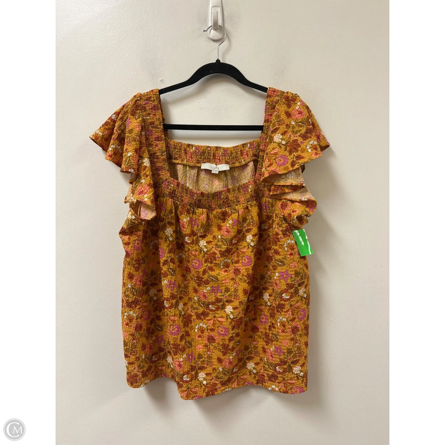 Top Sleeveless By Loft In Yellow, Size: 2x