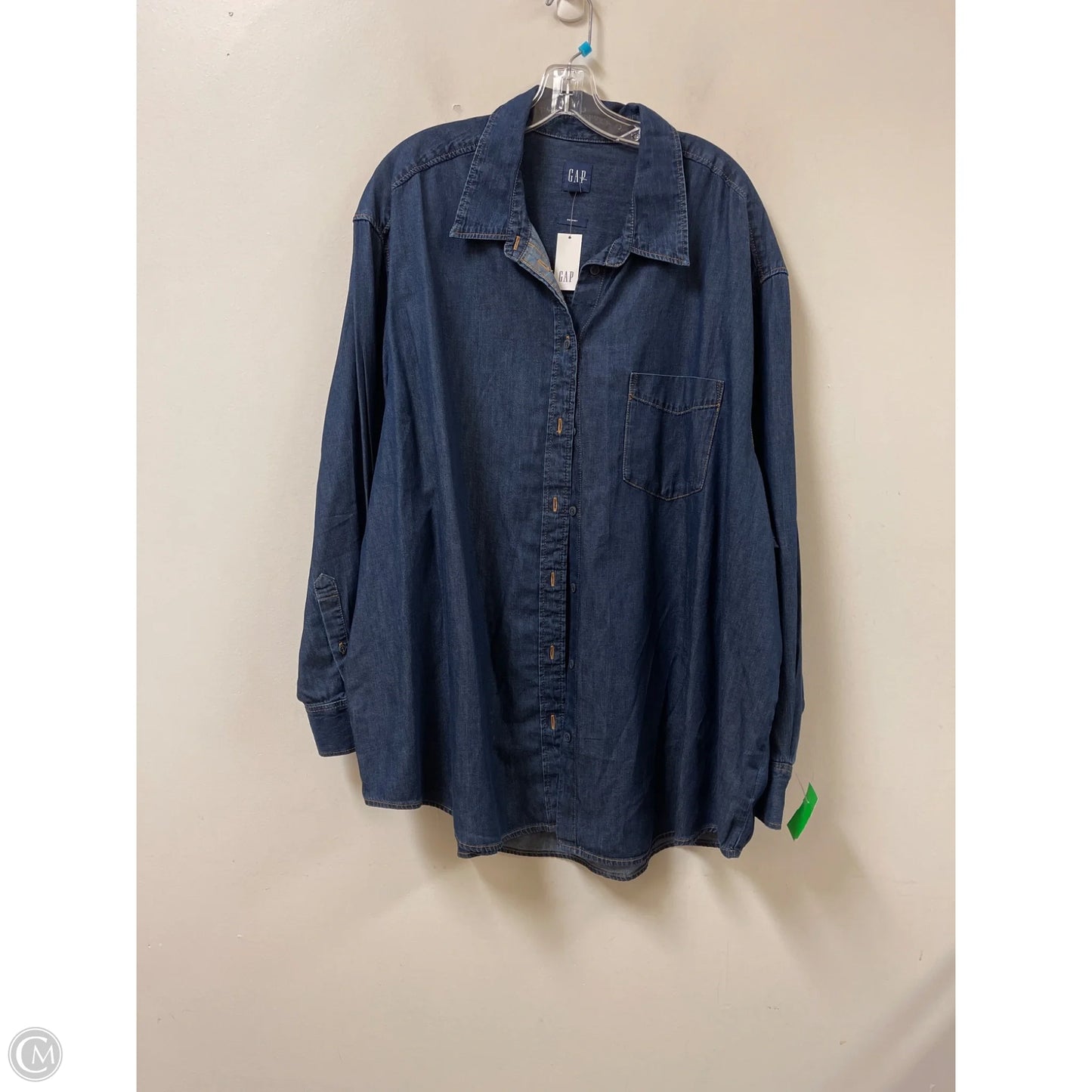 Blouse Long Sleeve By Gap In Black Denim, Size: 2x