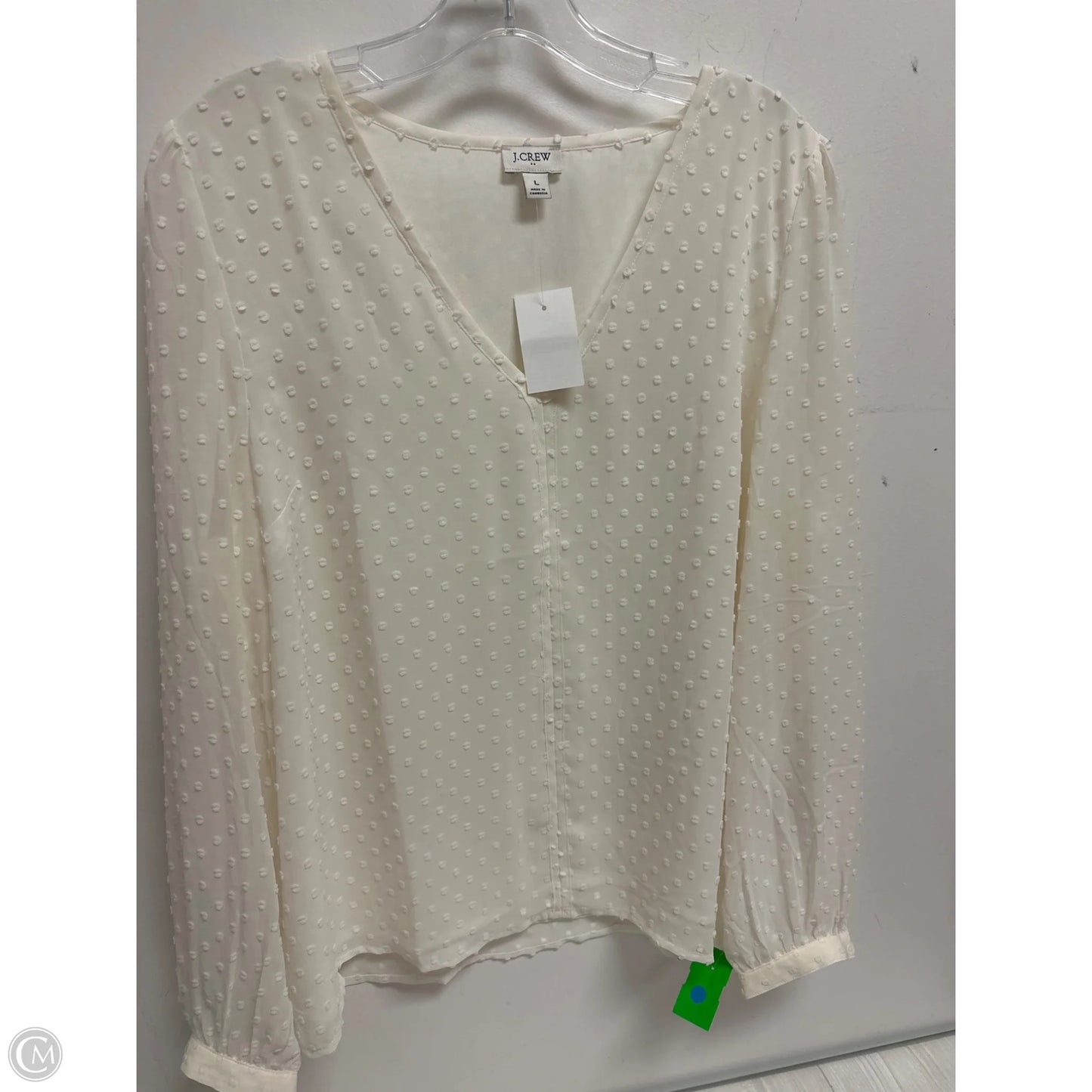 Top Long Sleeve By J. Crew In Cream, Size: L