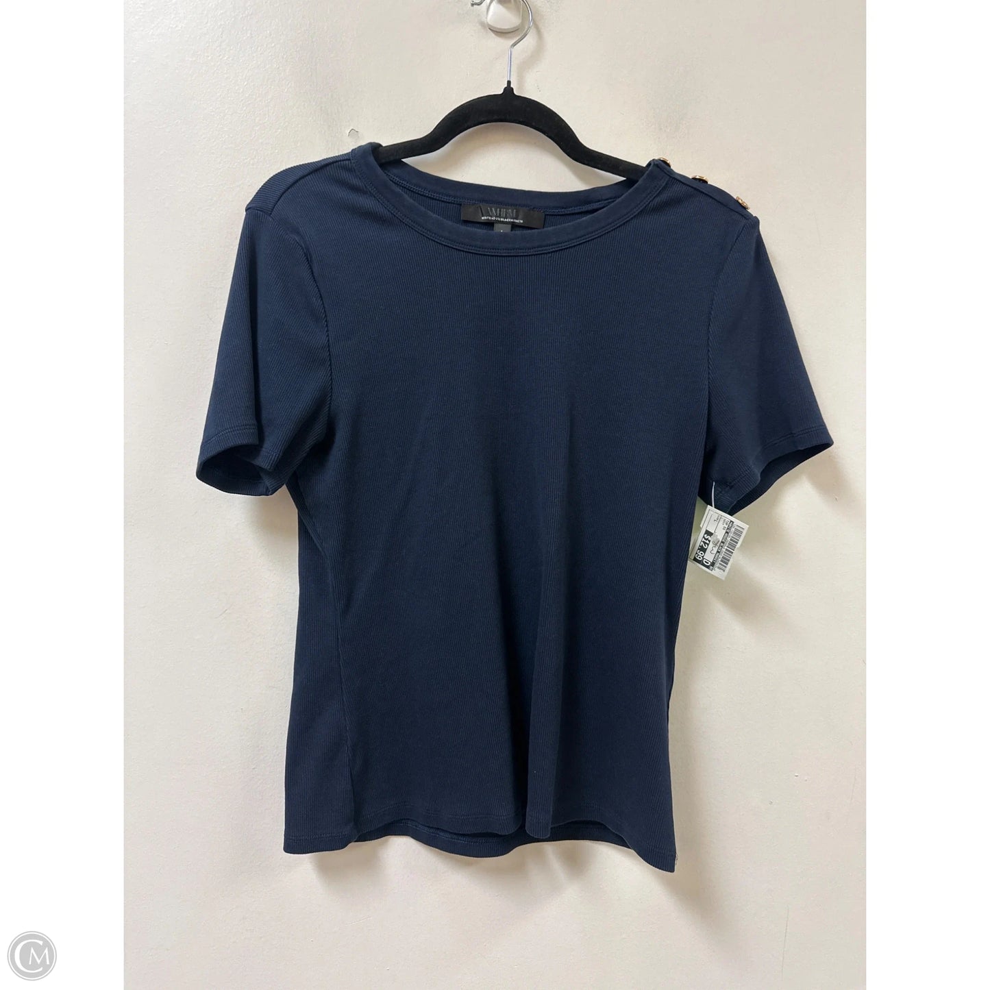 Top Short Sleeve By White House Black Market In Navy, Size: L