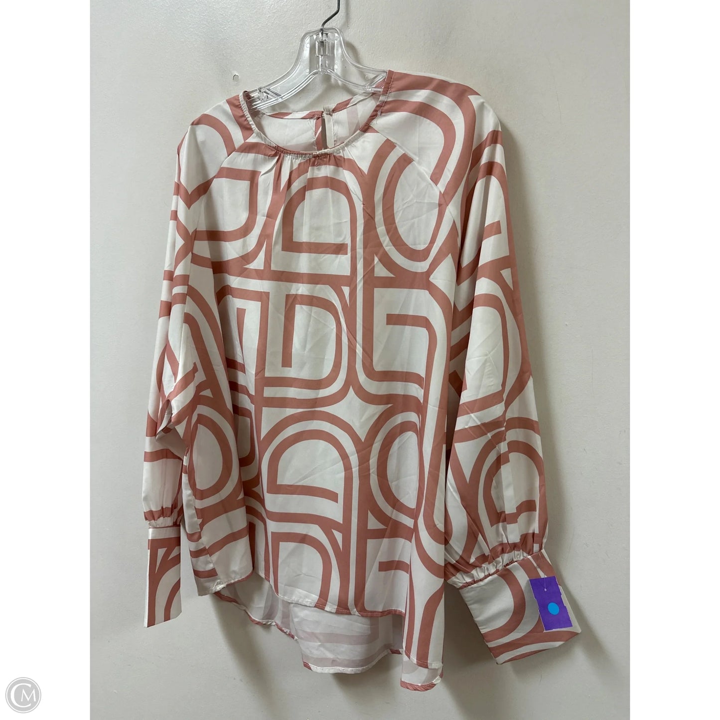 Top Long Sleeve By Clothes Mentor In Pink & White, Size: Xl