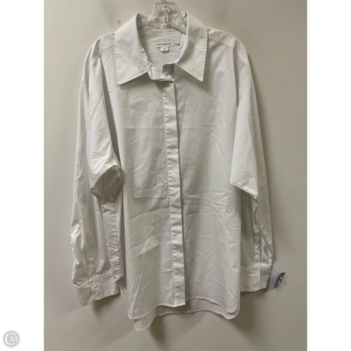 Blouse Long Sleeve By Good American In White, Size: Xl