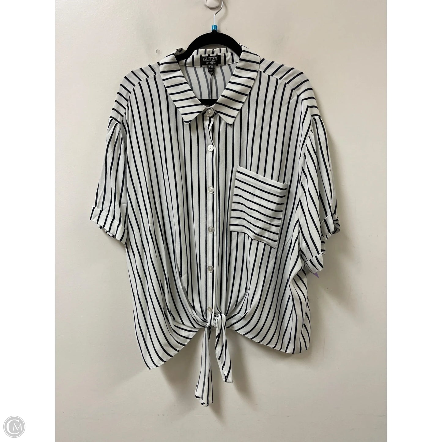 Top Short Sleeve By Glitz In White, Size: 4x