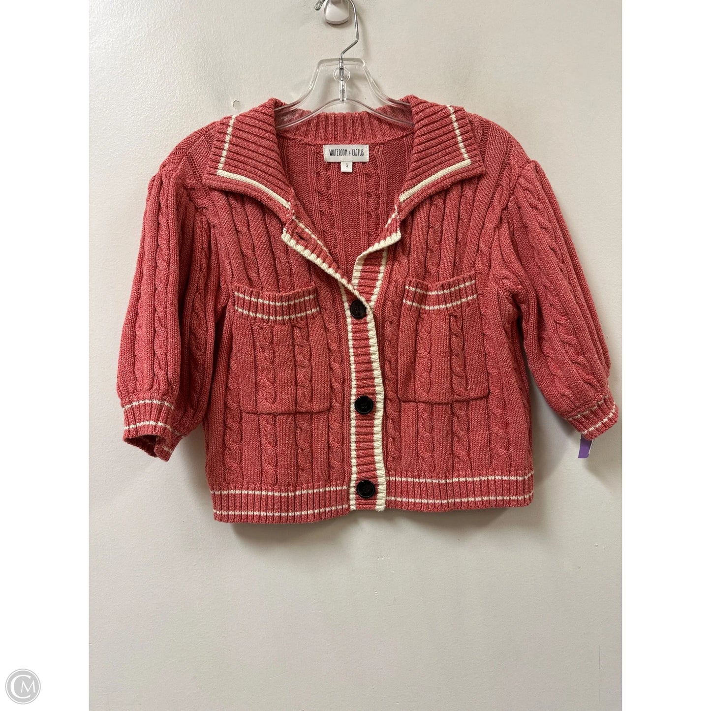Sweater Cardigan By Clothes Mentor In Red, Size: S