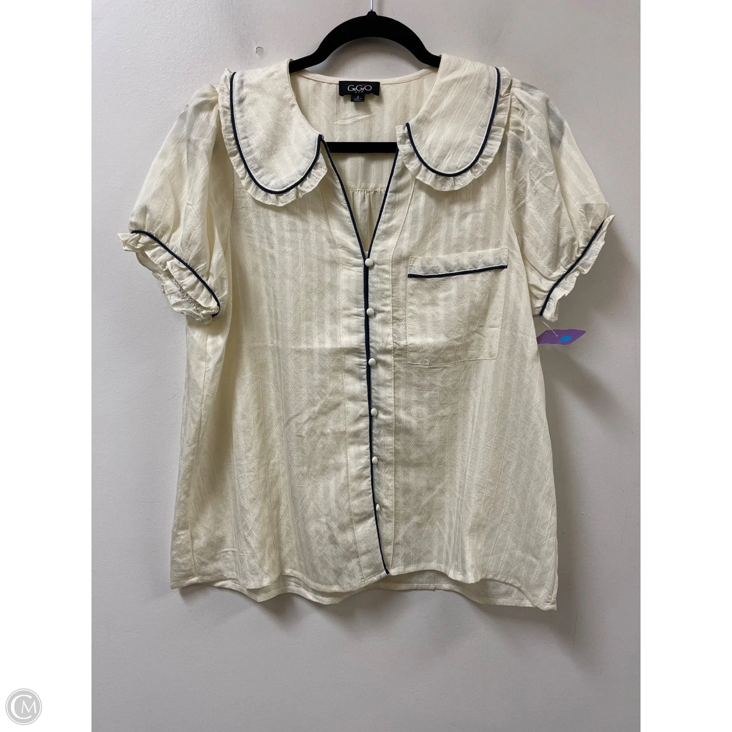 Top Short Sleeve By Gigio In Cream, Size: S