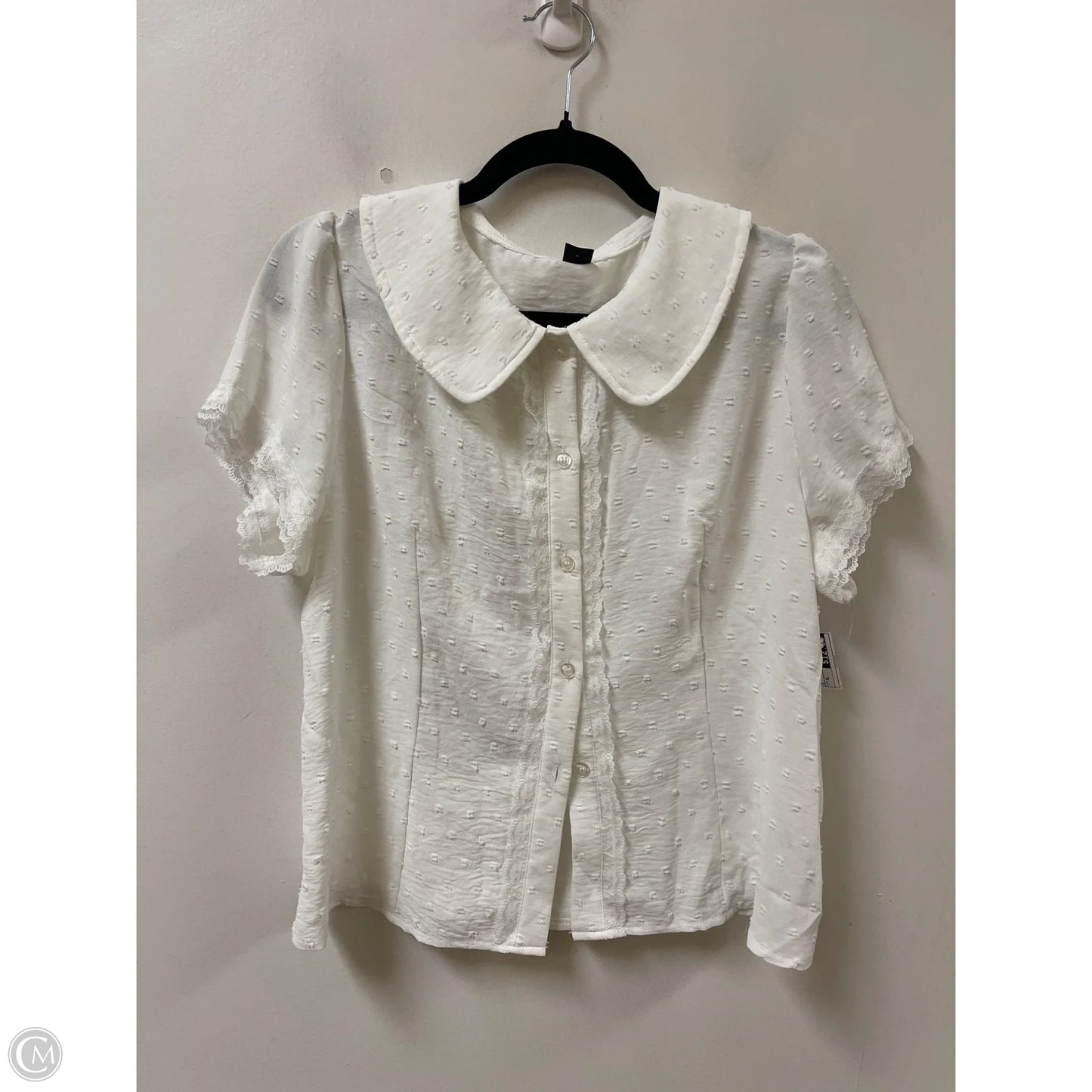Blouse Short Sleeve By Clothes Mentor In White, Size: Xl