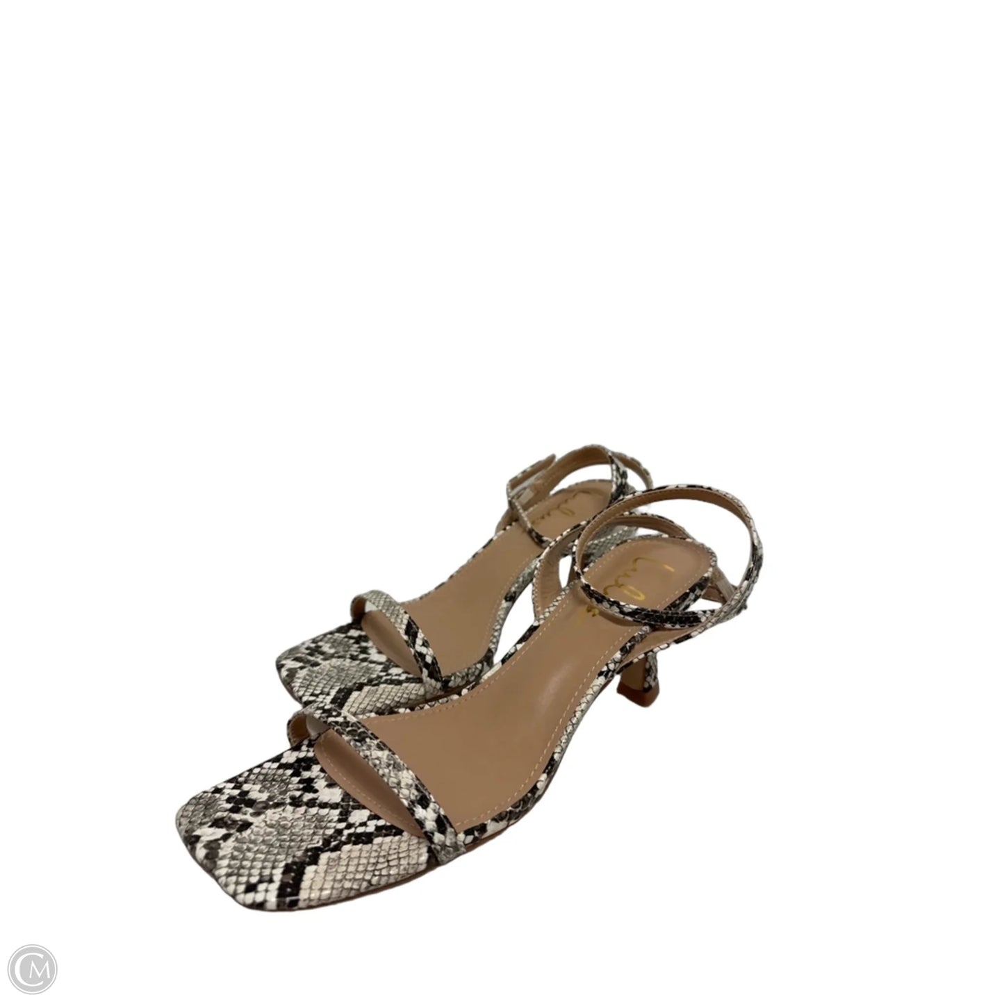 Sandals Heels Kitten By Lulus In Snakeskin Print, Size: 8