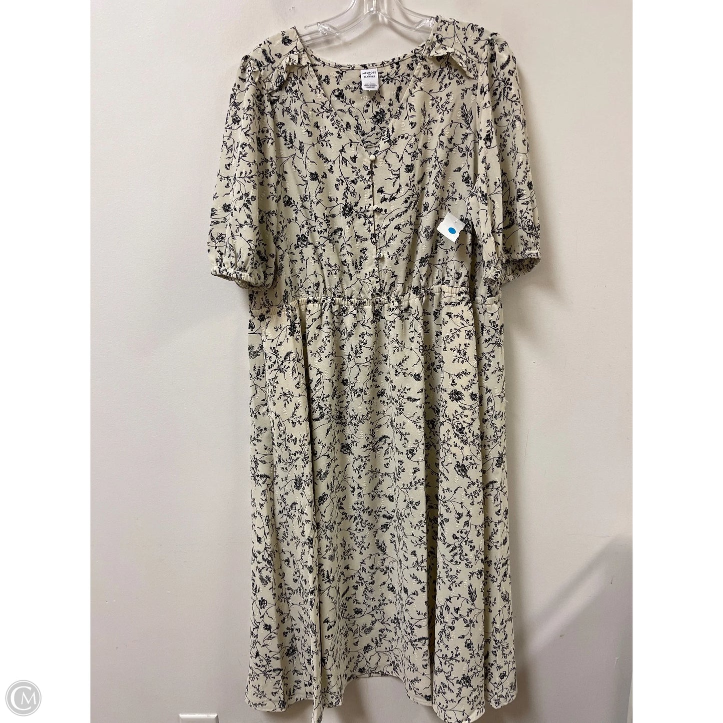 Dress Casual Midi By Melrose And Market In Black & Cream, Size: L