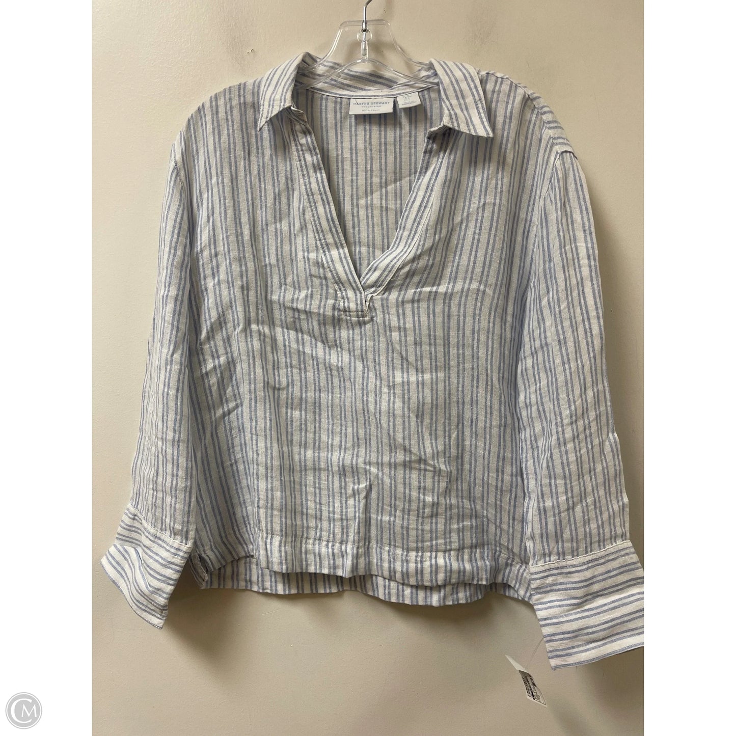 Top Long Sleeve By Clothes Mentor In Blue & White, Size: S