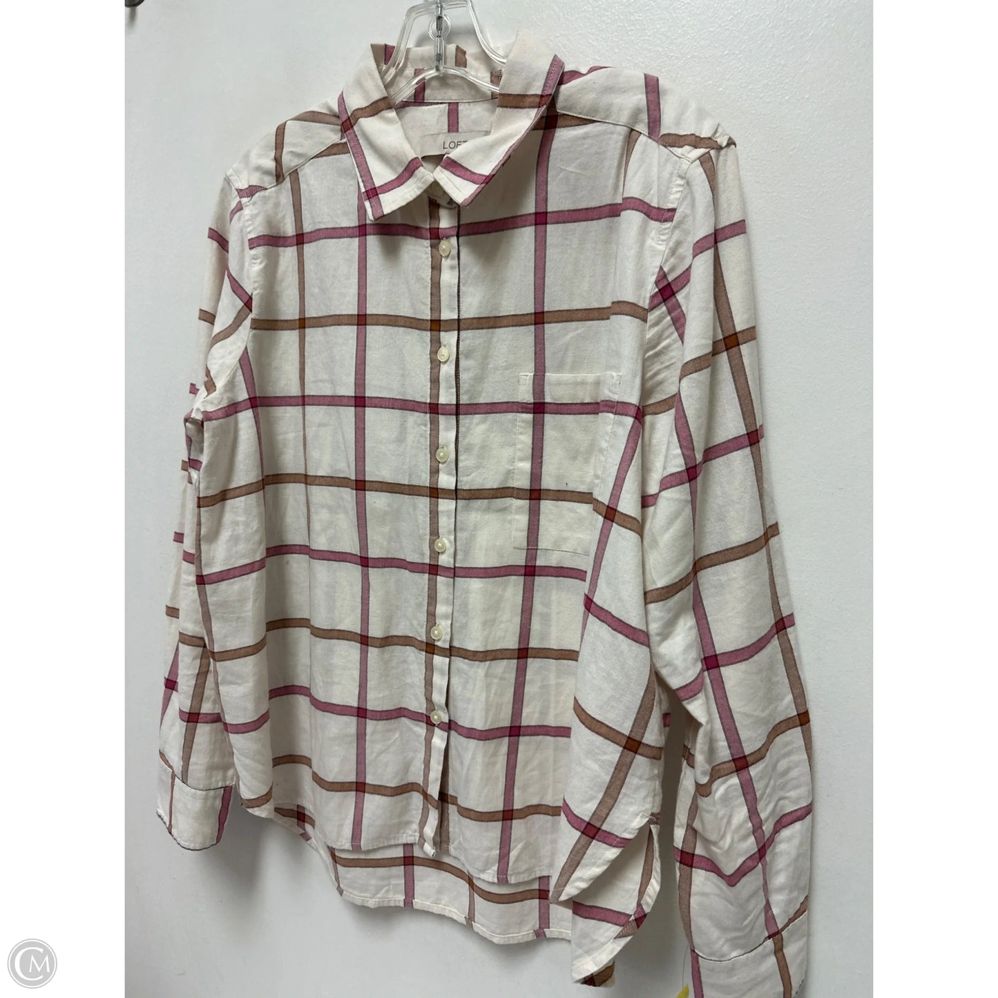 Blouse Long Sleeve By Loft In Cream, Size: L
