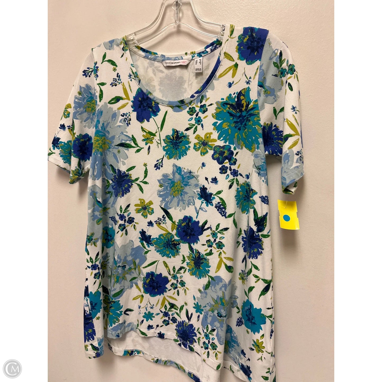 Top Short Sleeve By Isaac Mizrahi Live Qvc In Blue & White, Size: Xs