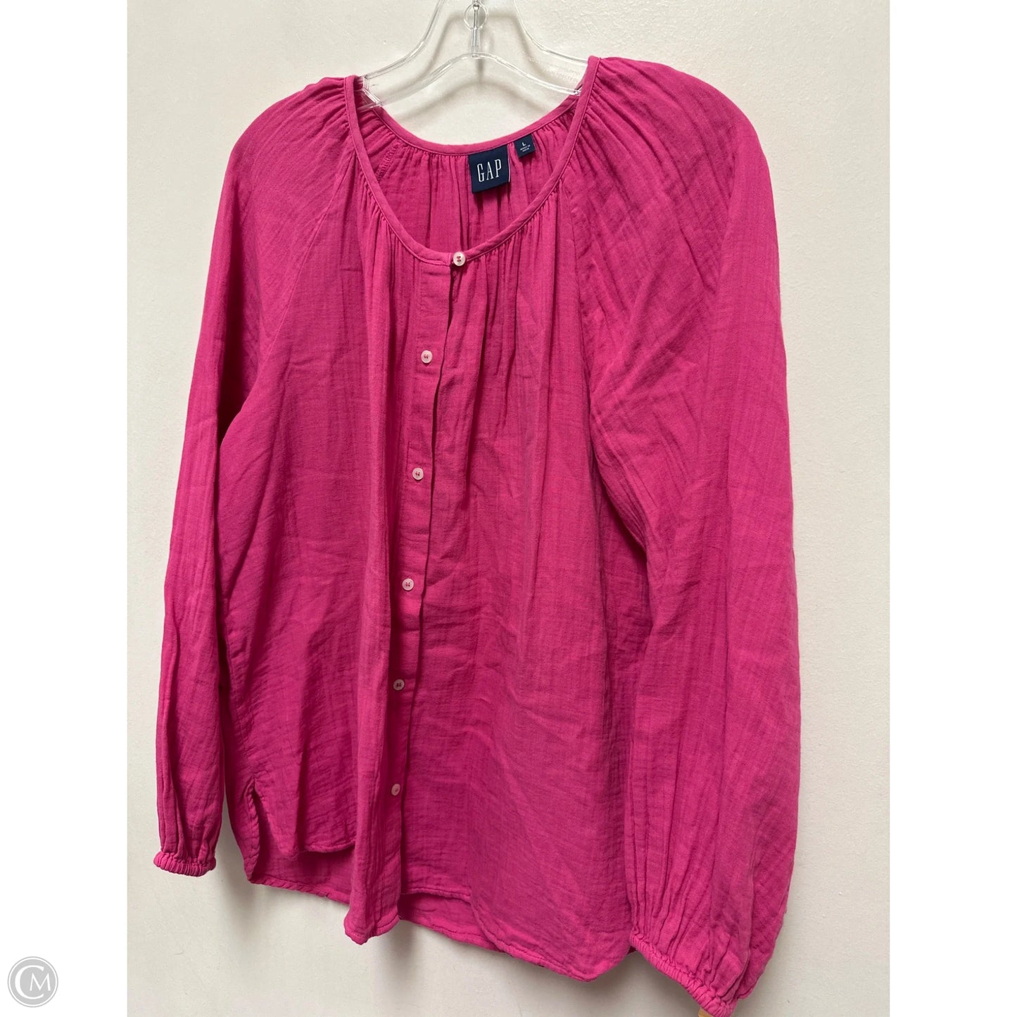 Blouse Long Sleeve By Gap In Pink, Size: L