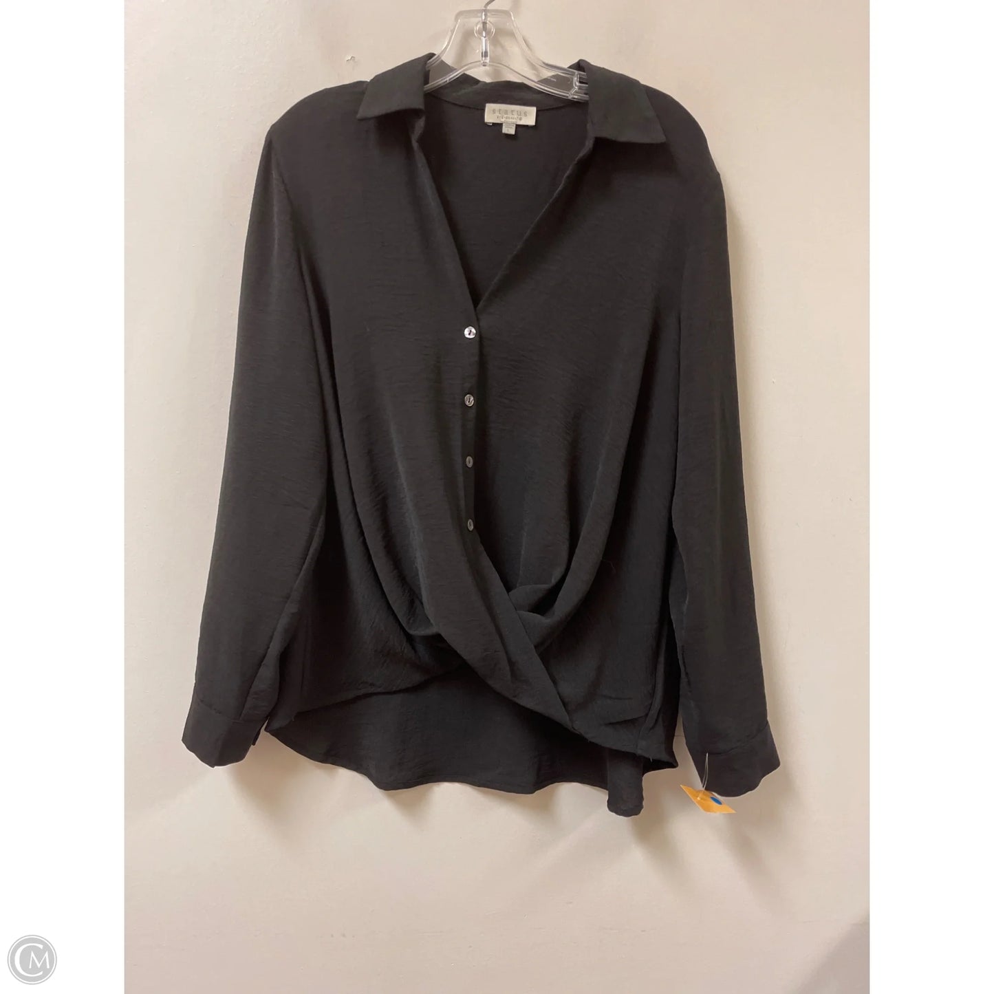 Top Long Sleeve By Chenault In Black, Size: L