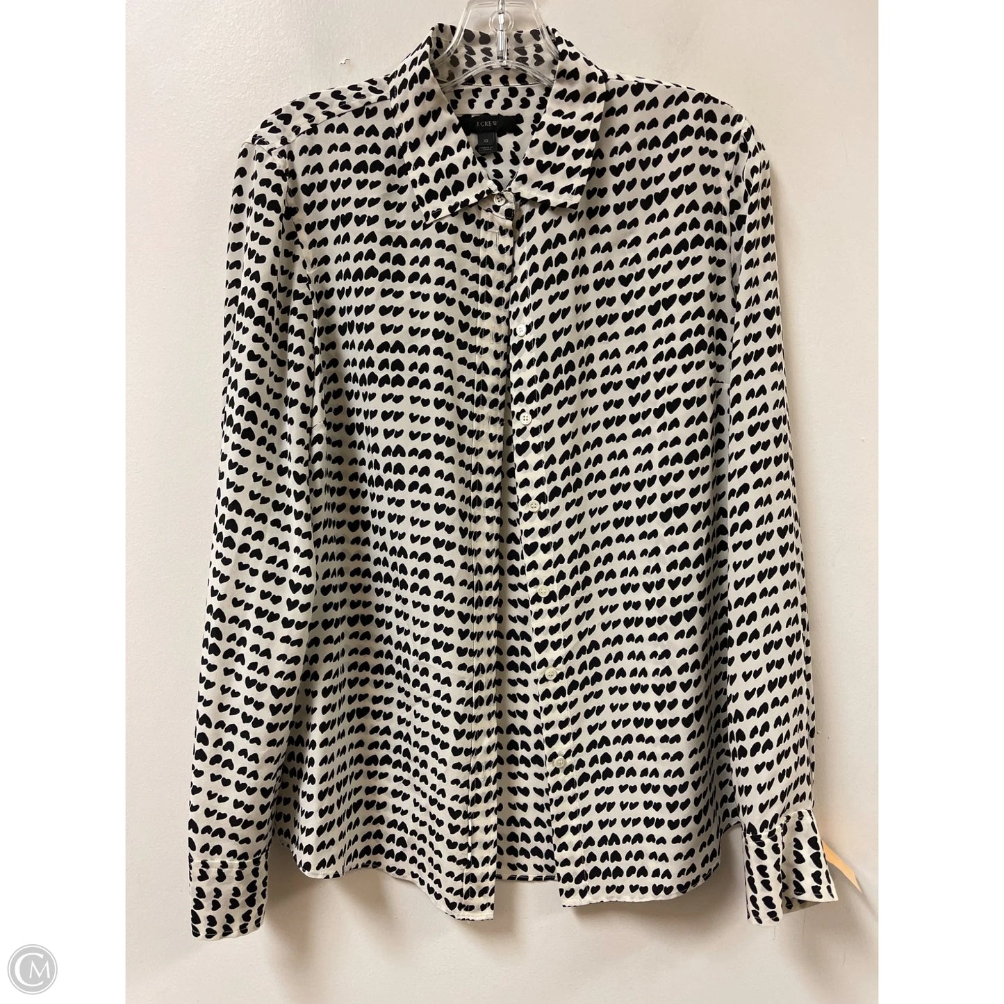Blouse Long Sleeve By J. Crew In Black & White, Size: M