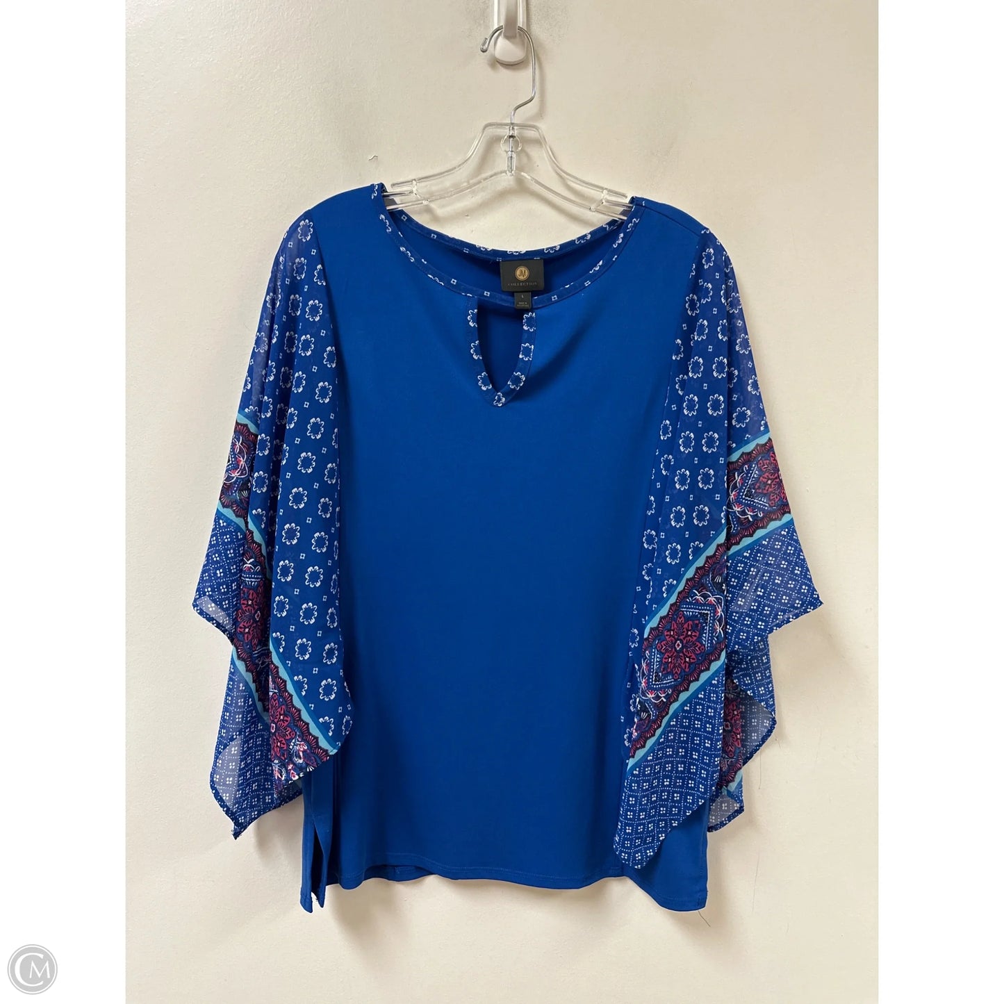 Top Short Sleeve By Jm Collections In Blue, Size: L