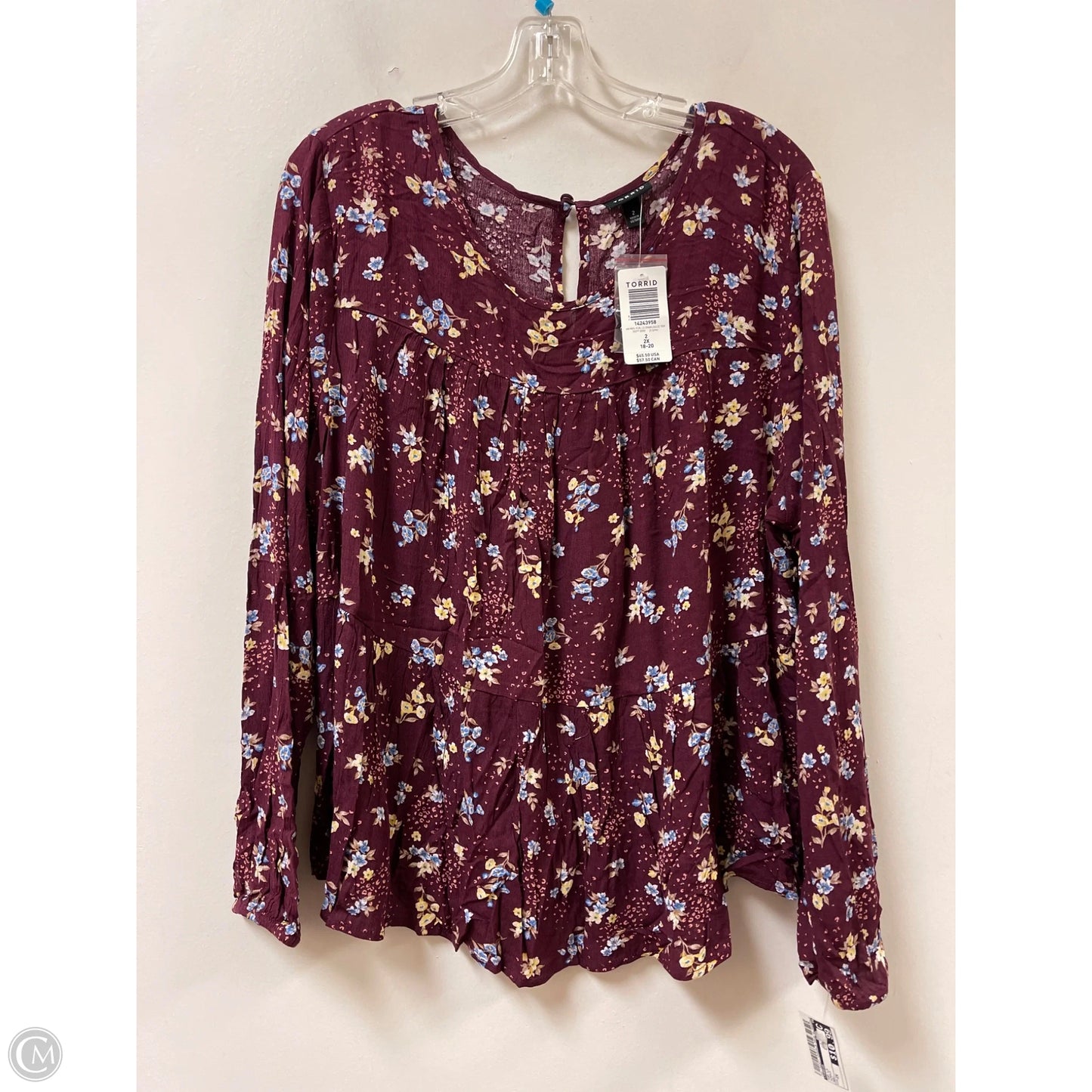 Top Long Sleeve By Torrid In Purple, Size: 2x