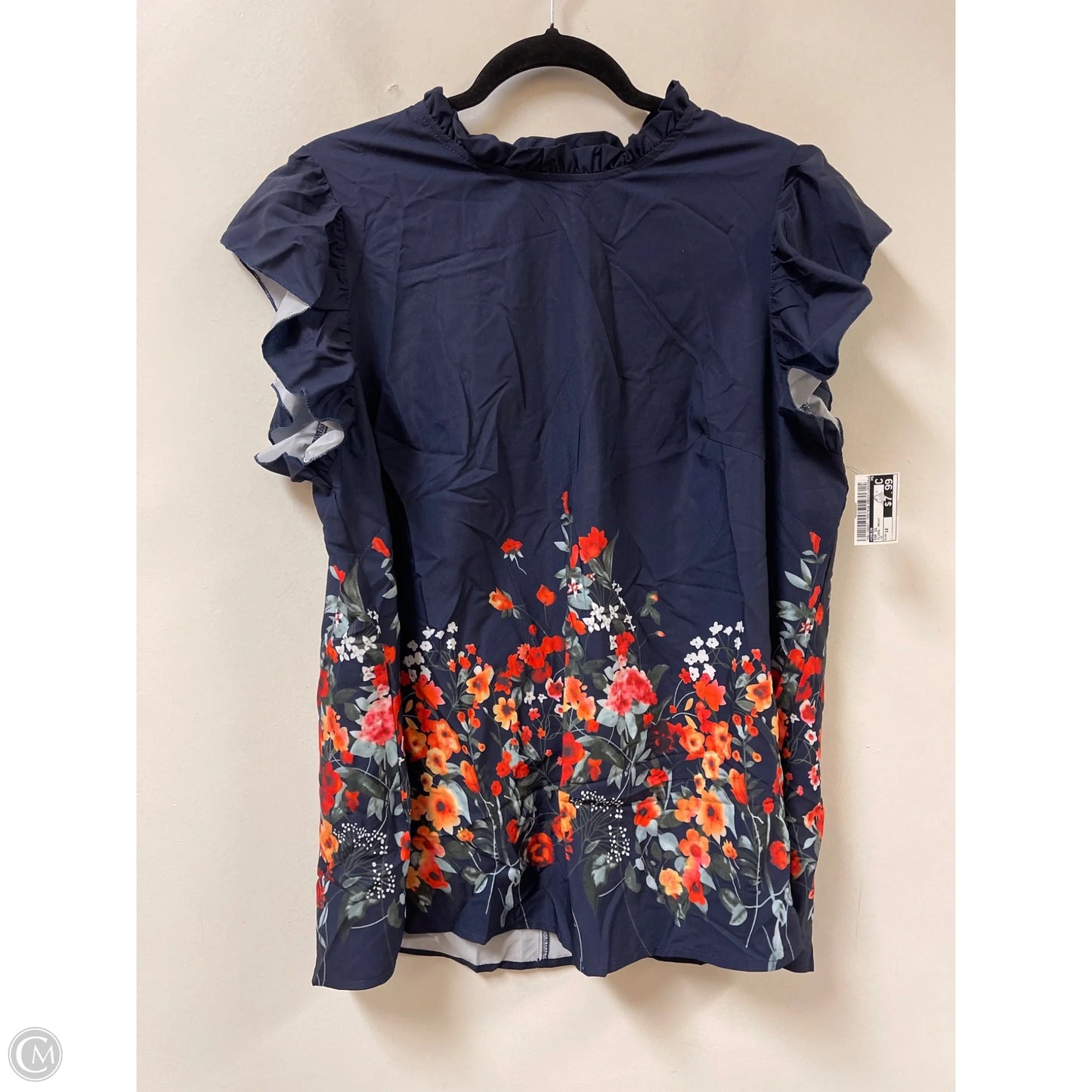 Top Short Sleeve By Shein In Floral Print, Size: 1x