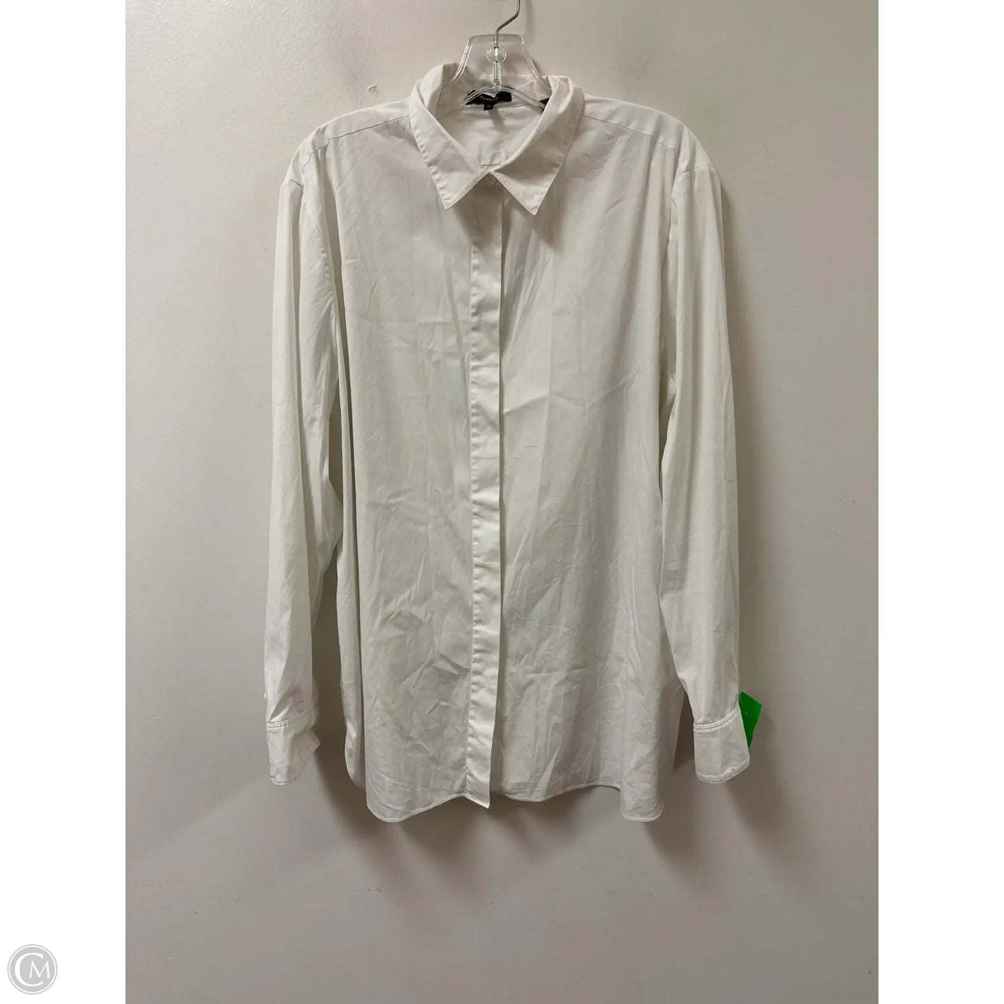 Blouse Long Sleeve By Theory In White, Size: Xl