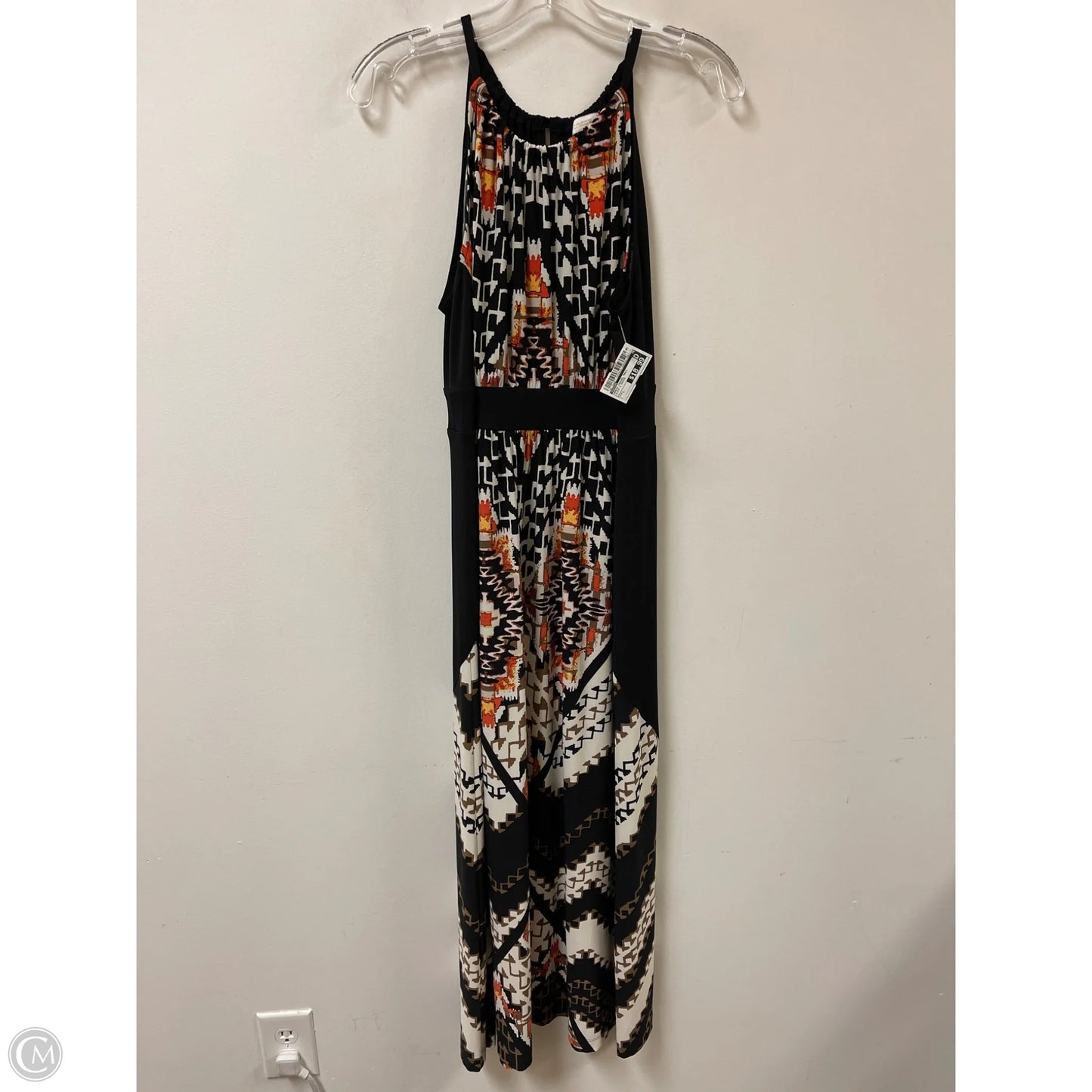 Dress Casual Maxi By Chicos In Black & Orange, Size: L