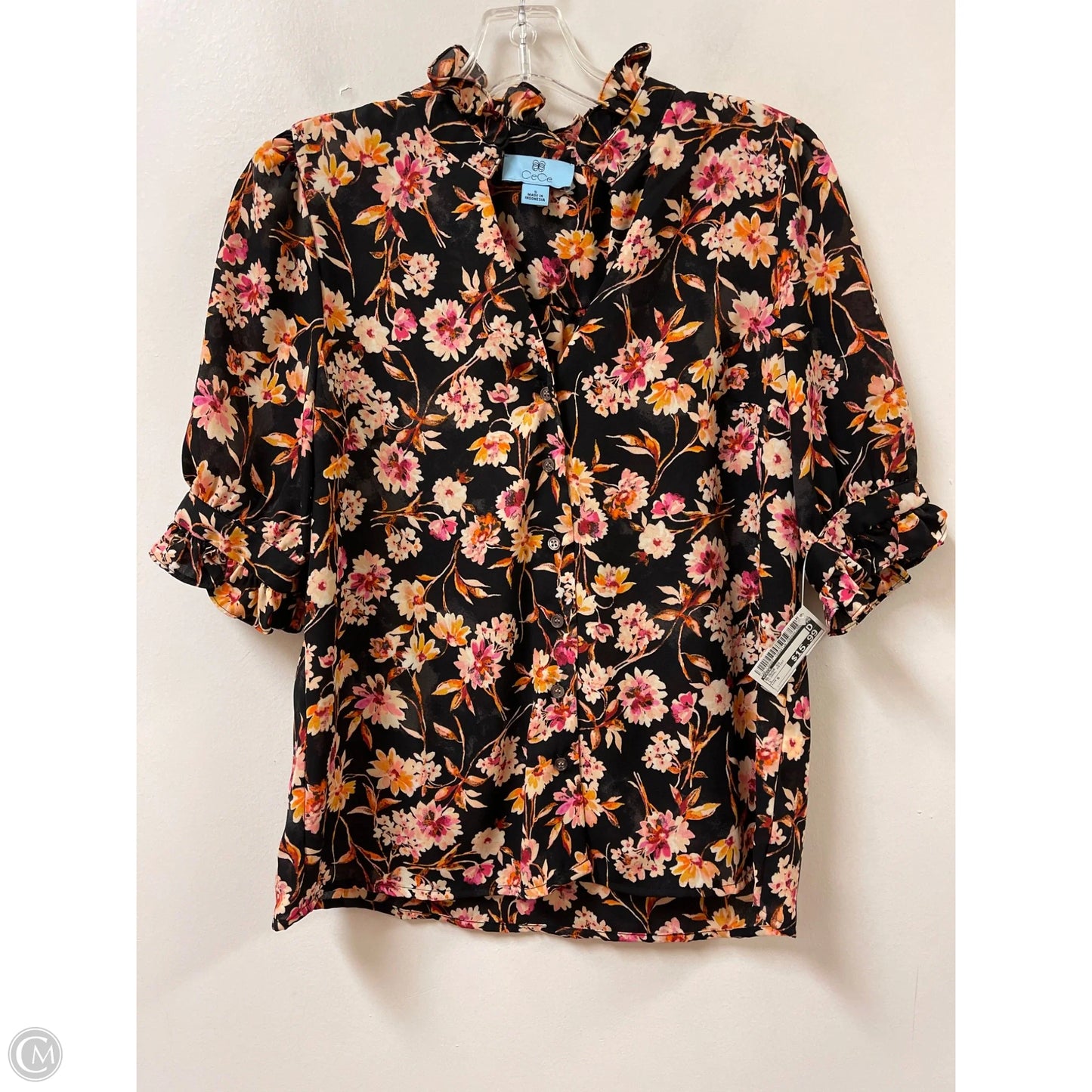 Blouse Short Sleeve By Cece In Floral Print, Size: S