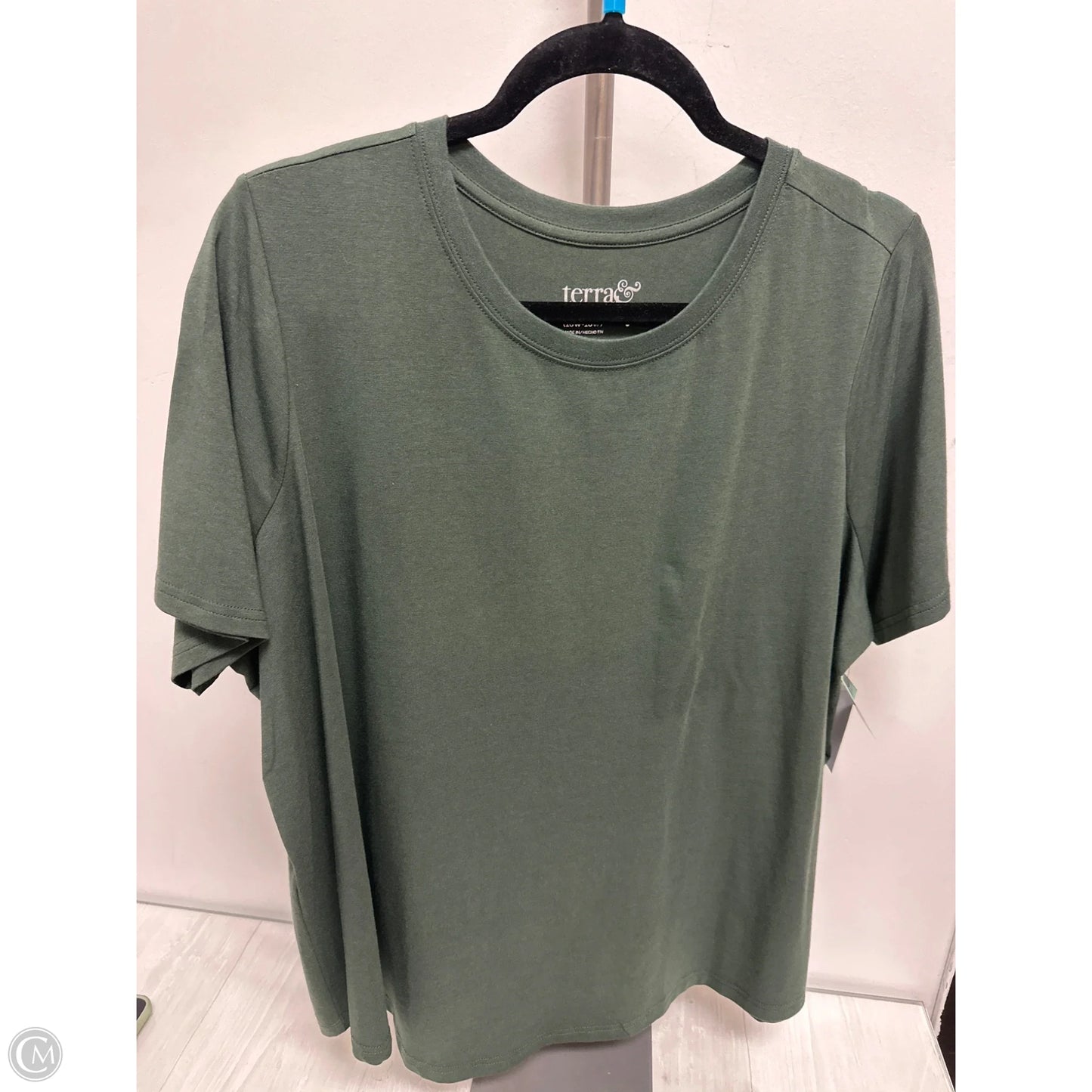 Top Short Sleeve By Terra & Sky In Green, Size: 1x