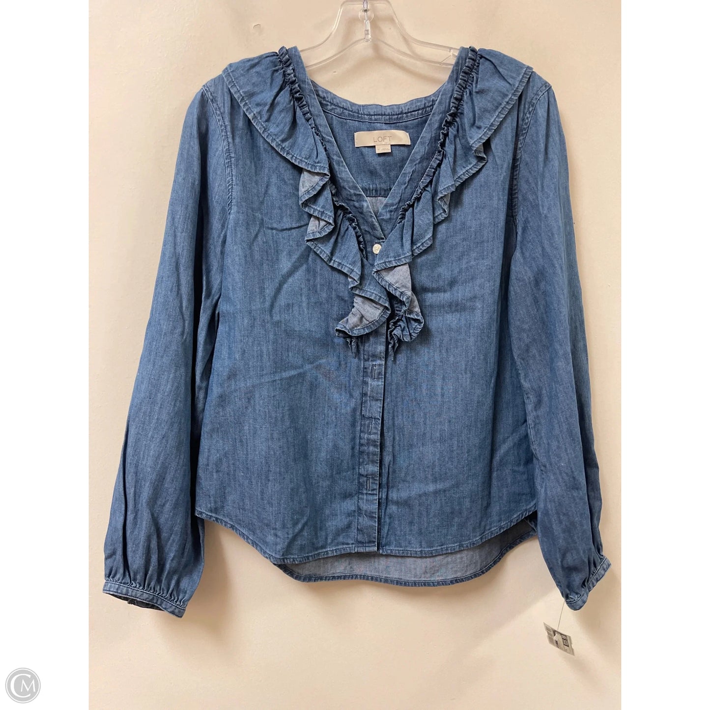 Blouse Long Sleeve By Loft In Blue, Size: M