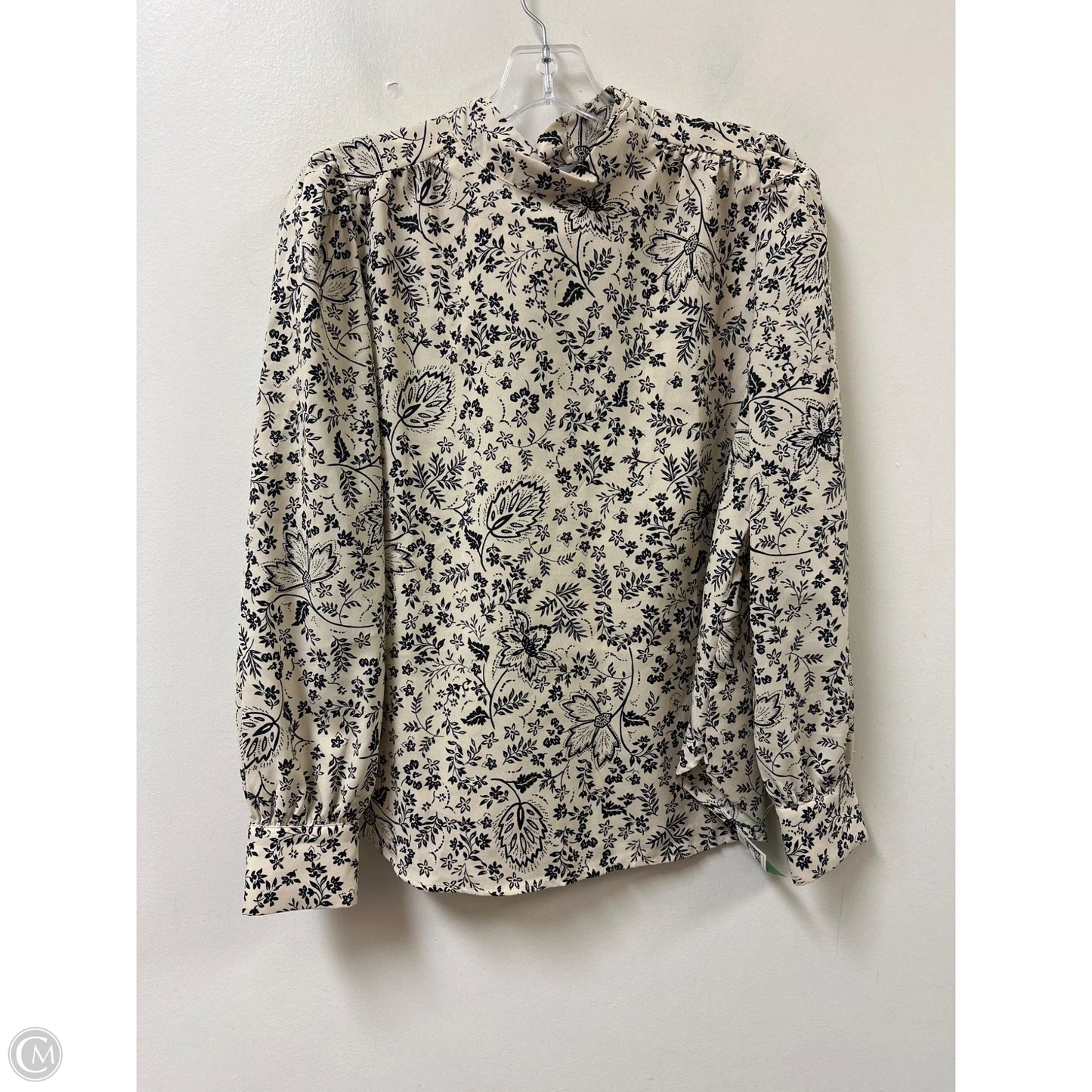 Top Long Sleeve By Loft In Black & Cream, Size: S