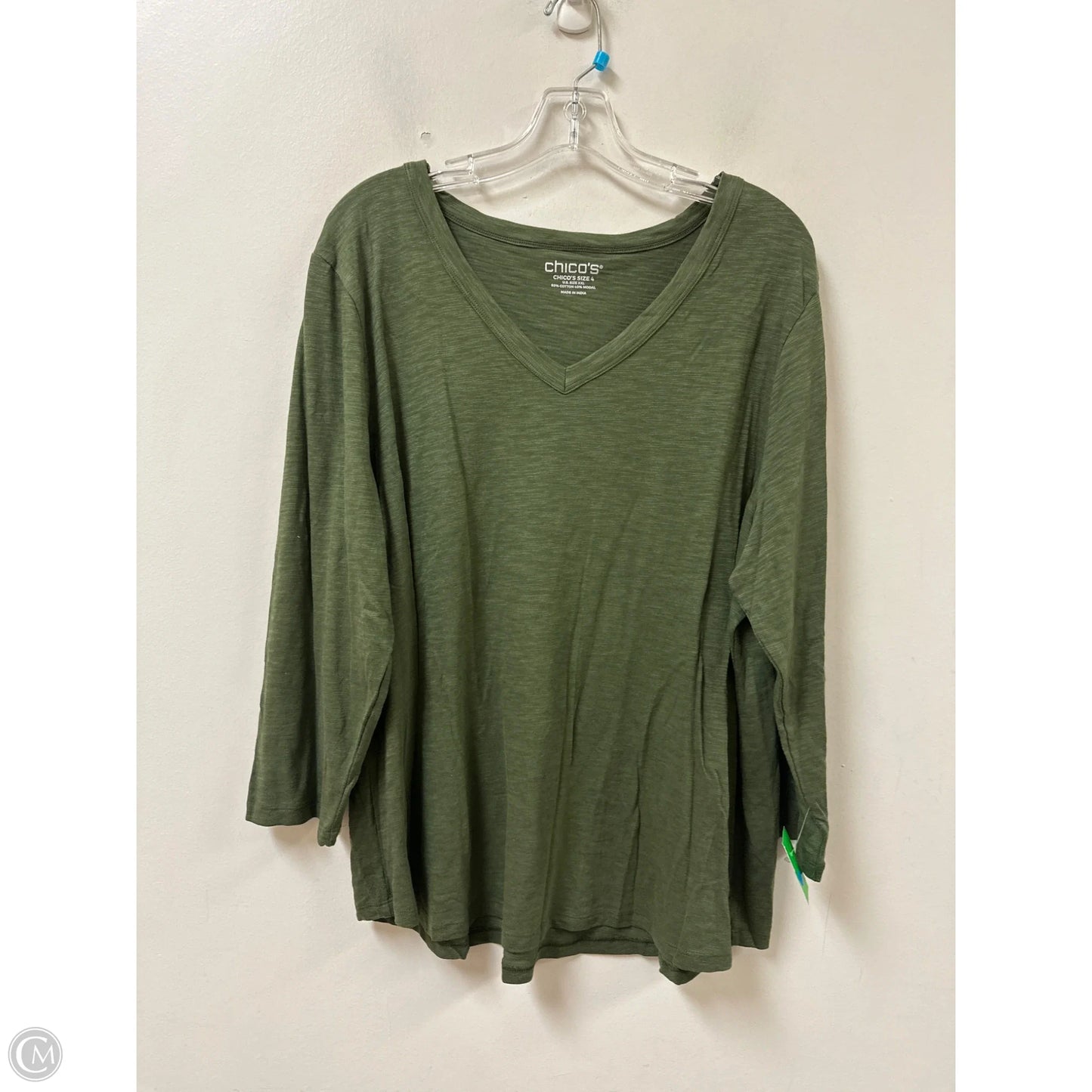 Top Long Sleeve By Chicos In Green, Size: 1x