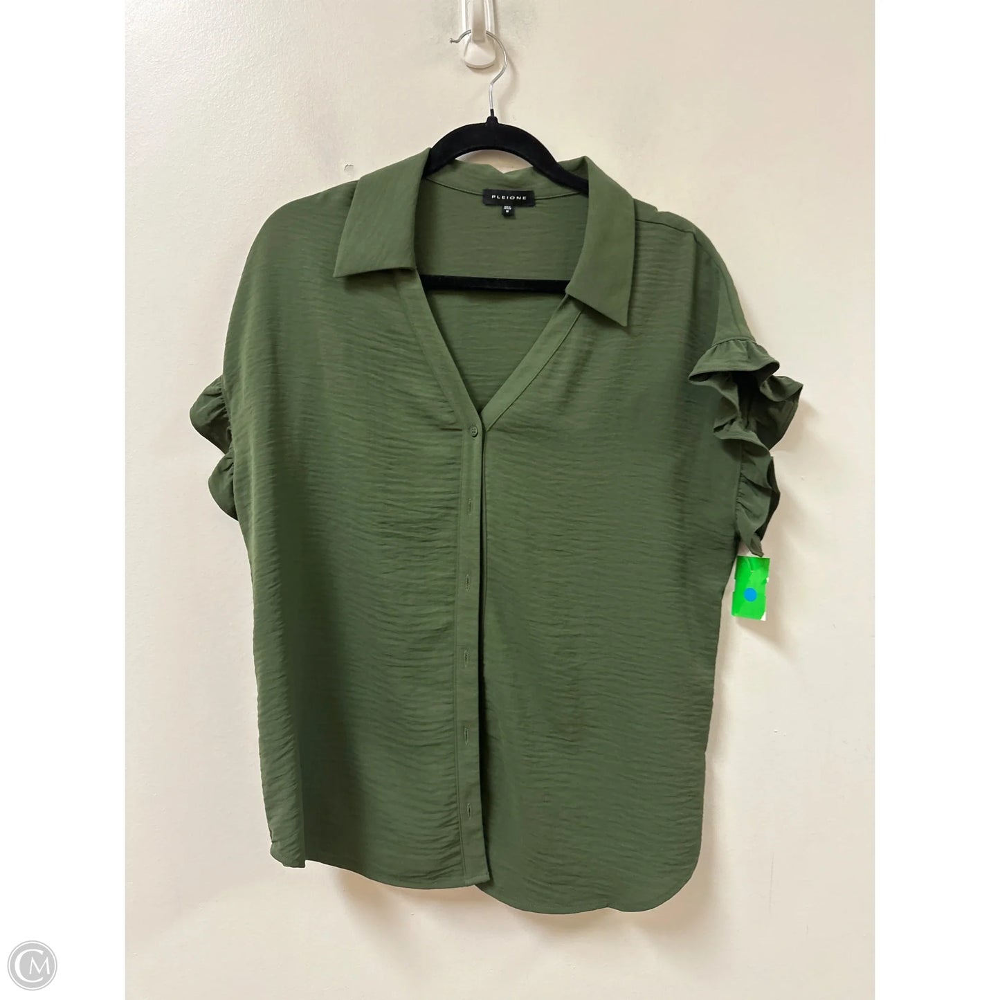 Blouse Short Sleeve By Pleione In Green, Size: M