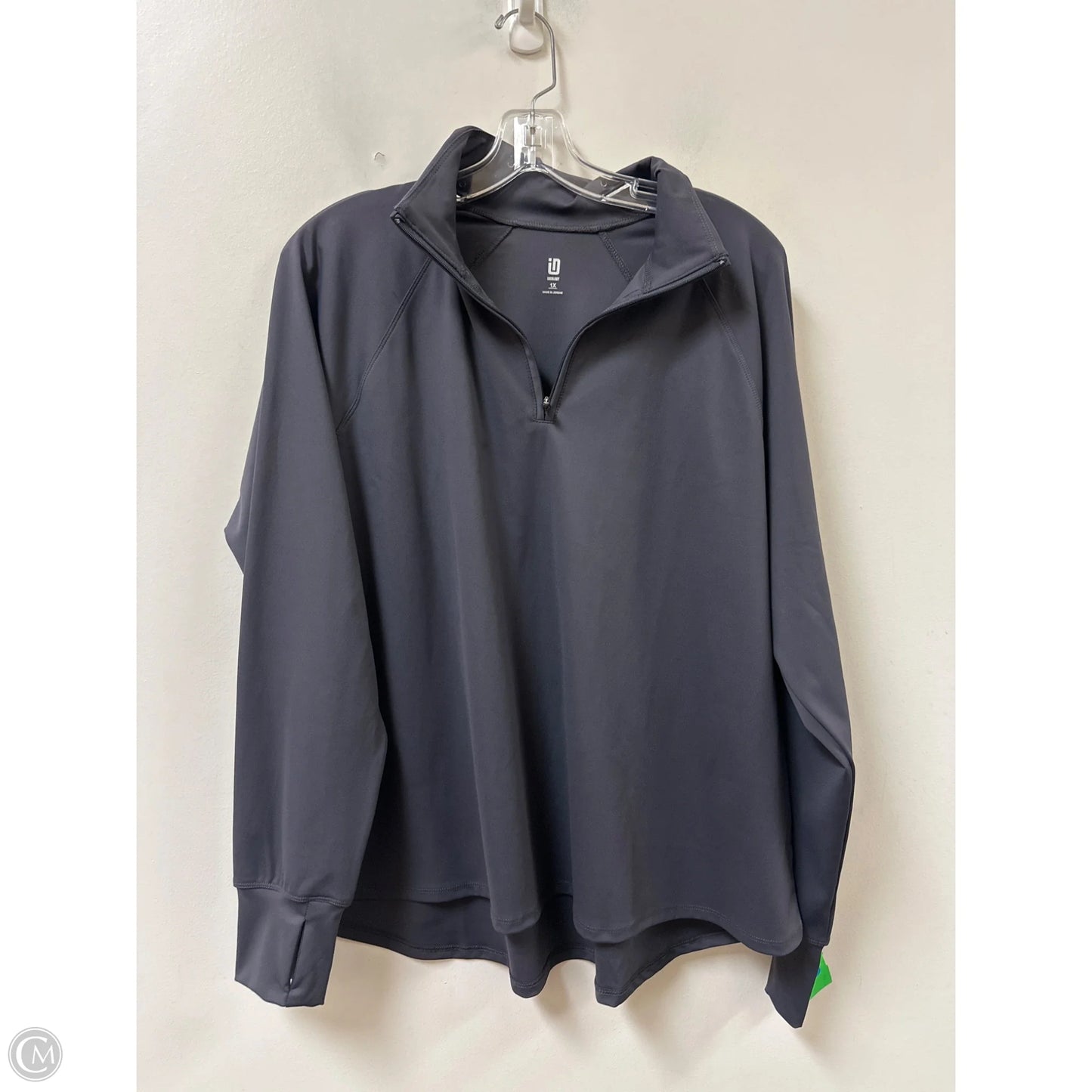 Athletic Top Long Sleeve Collar By Ideology In Grey, Size: 1x