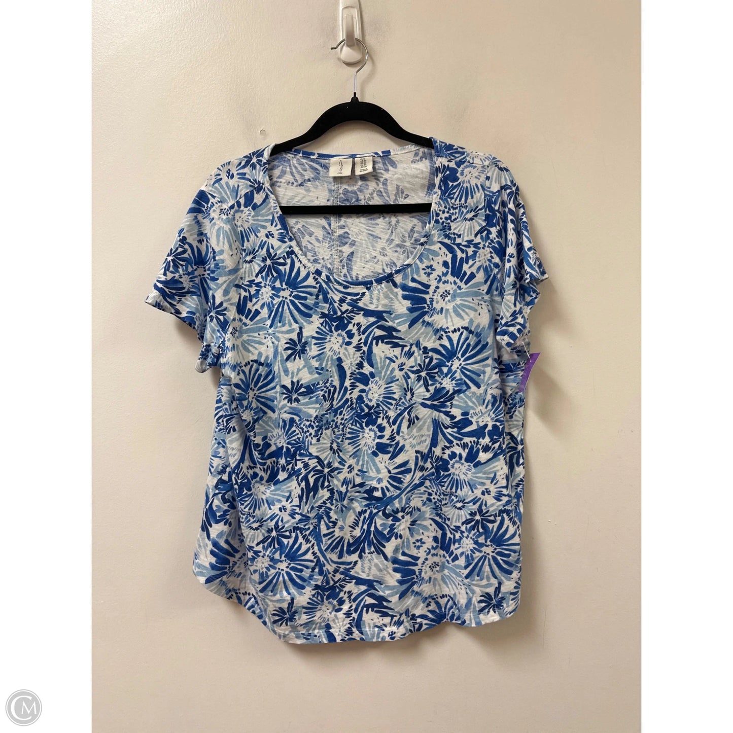 Top Short Sleeve By Joie In Blue & White, Size: 1x