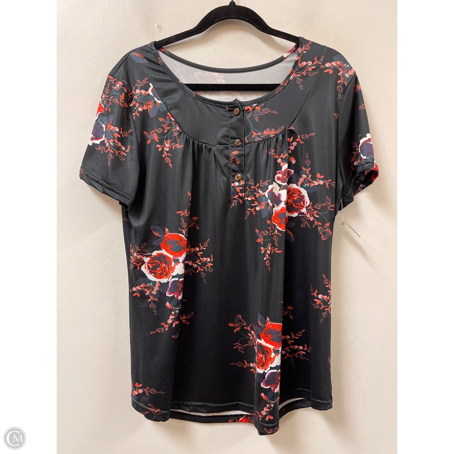 Top Short Sleeve By Clothes Mentor In Floral Print, Size: 1x