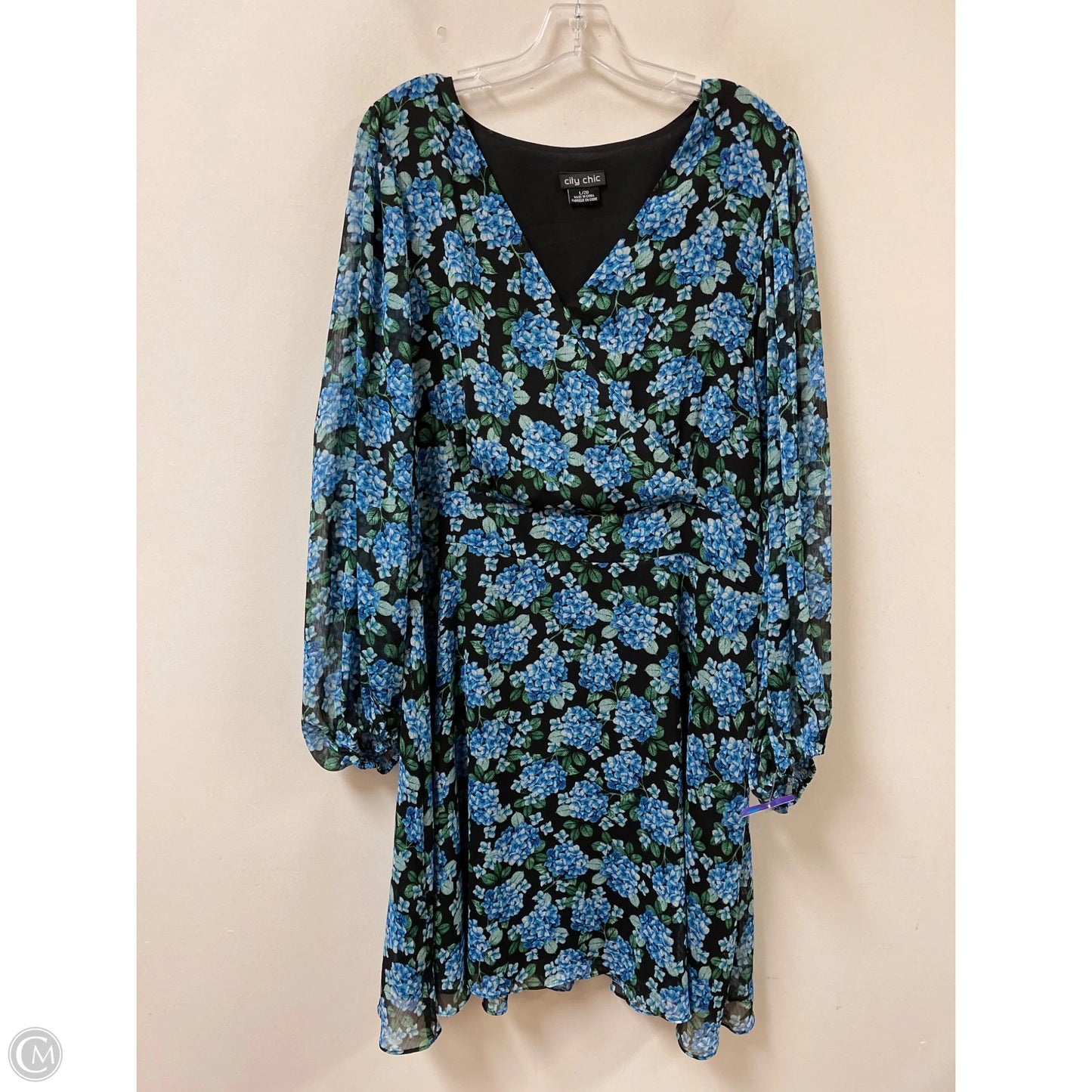 Dress Casual Short By City Chic In Black & Blue, Size: 2x