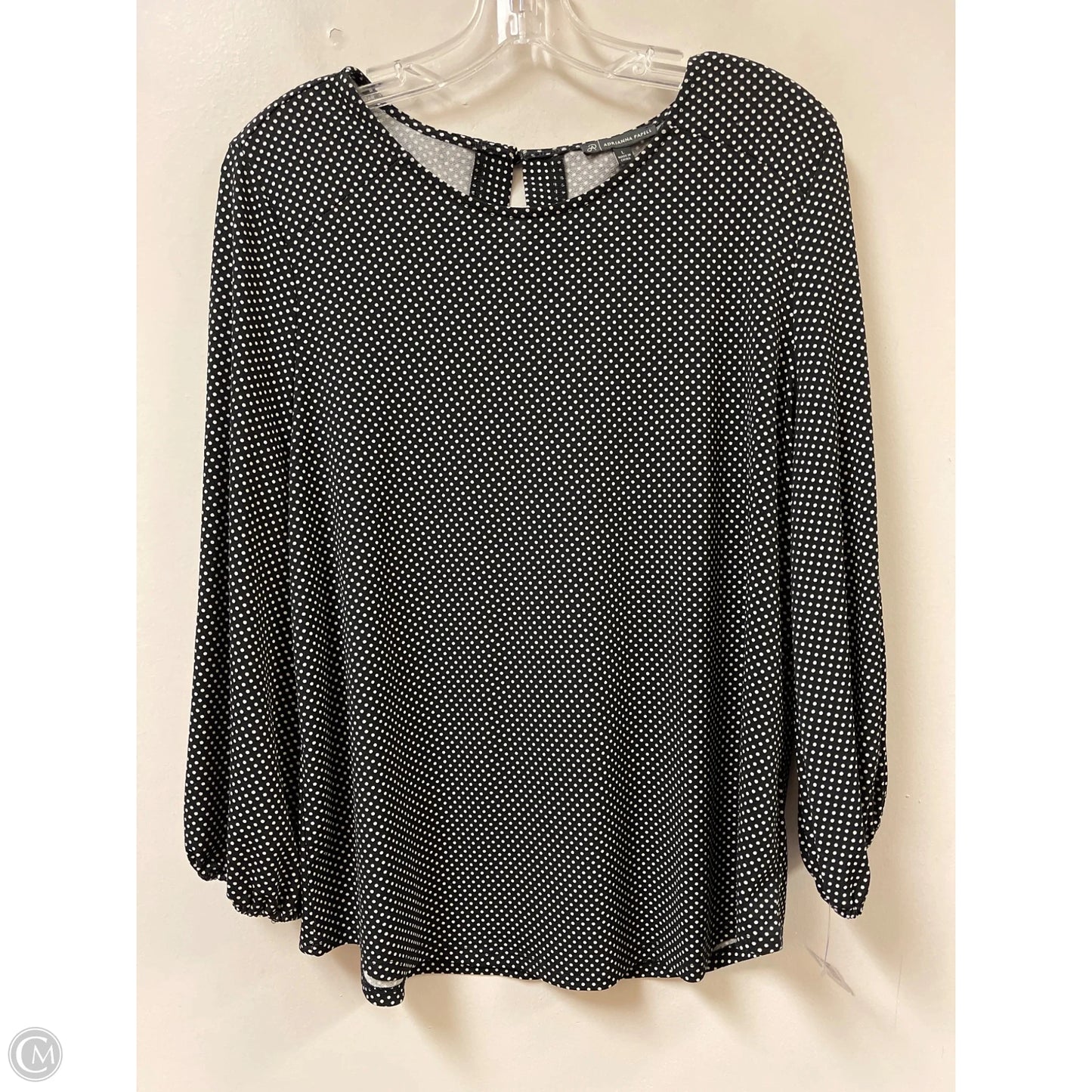 Top Long Sleeve By Adrianna Papell In Polkadot Pattern, Size: L