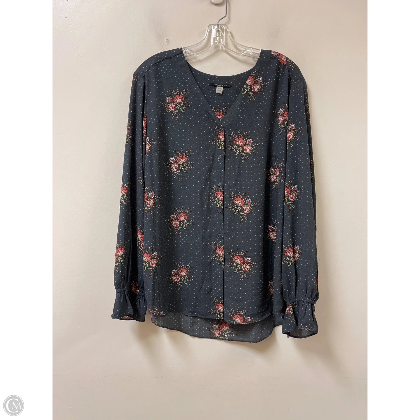 Blouse Long Sleeve By T Tahari In Grey & Pink, Size: Xl