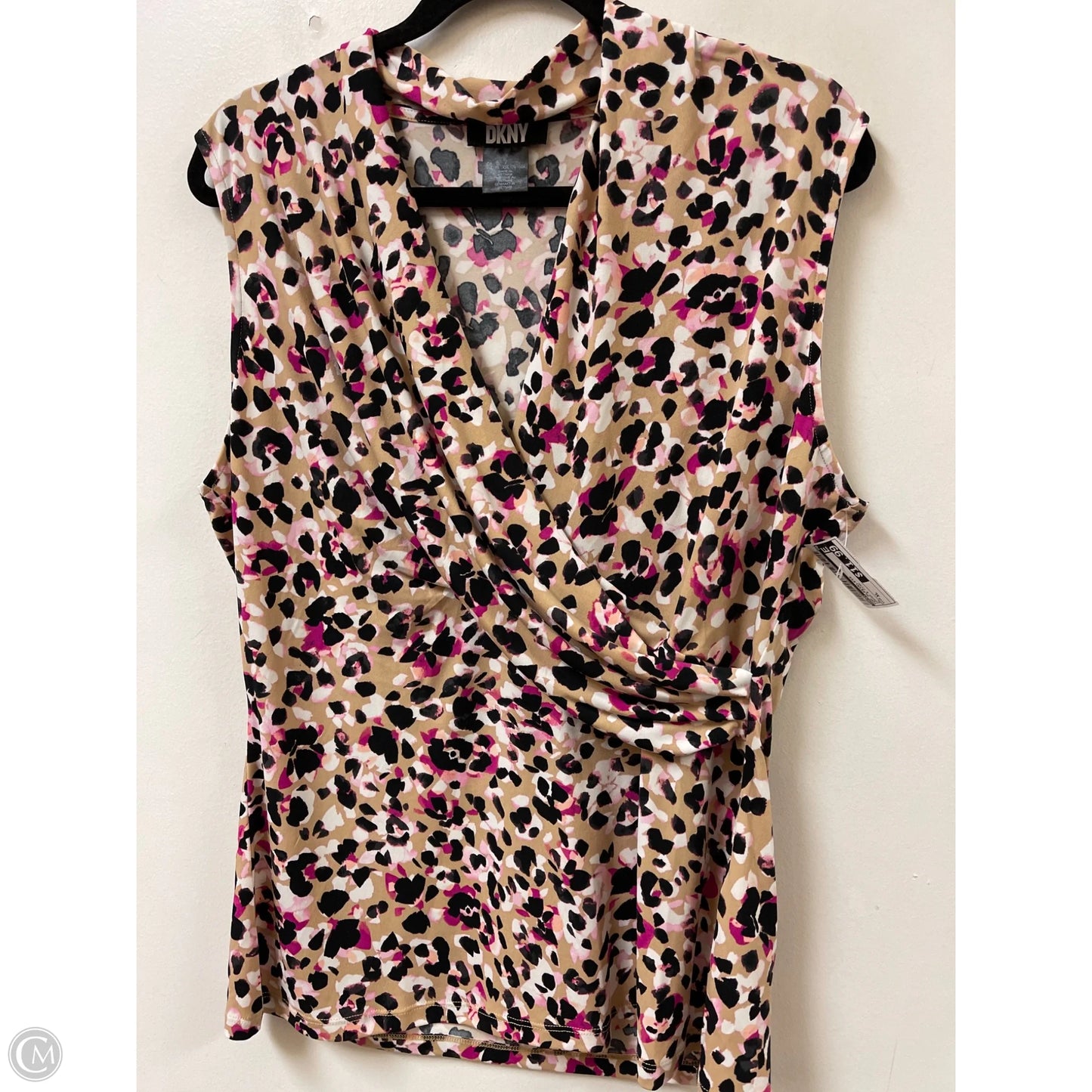 Top Sleeveless By Dkny In Cream & Pink, Size: Xl